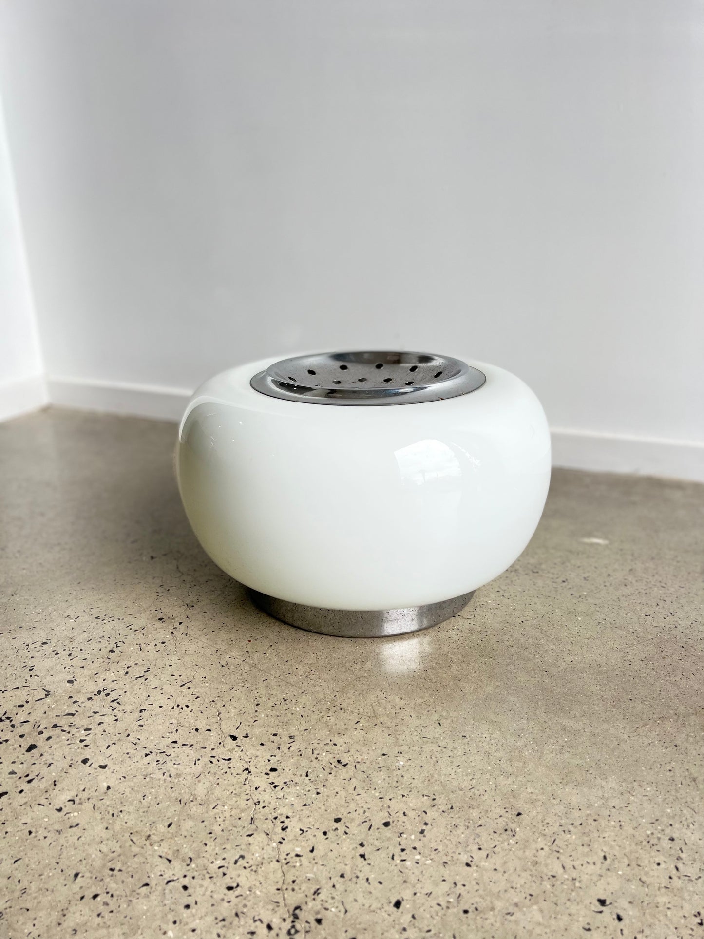 Italian Opaline and Chrome Space Age Table Lamp, 1970s