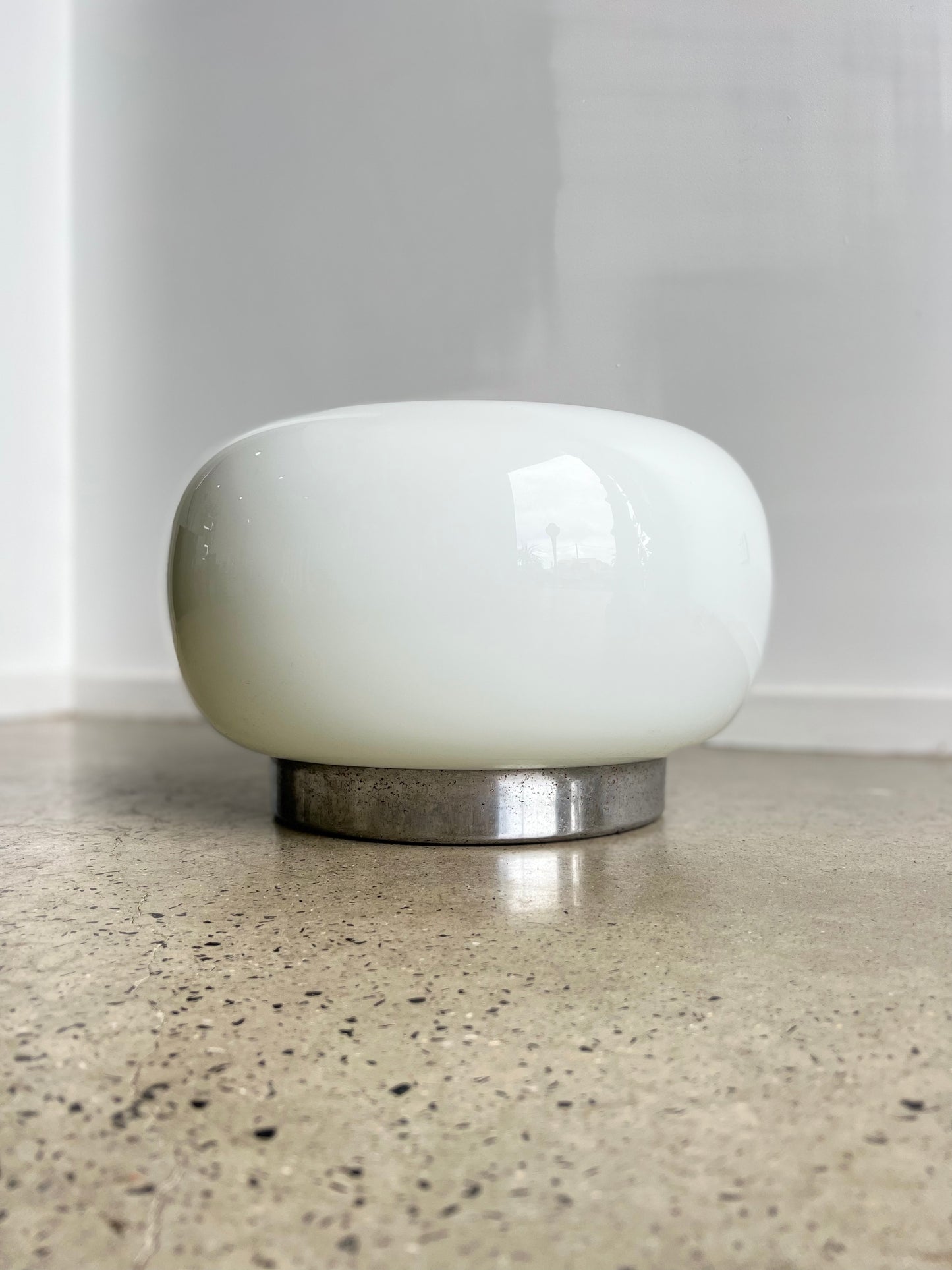 Italian Opaline and Chrome Space Age Table Lamp, 1970s