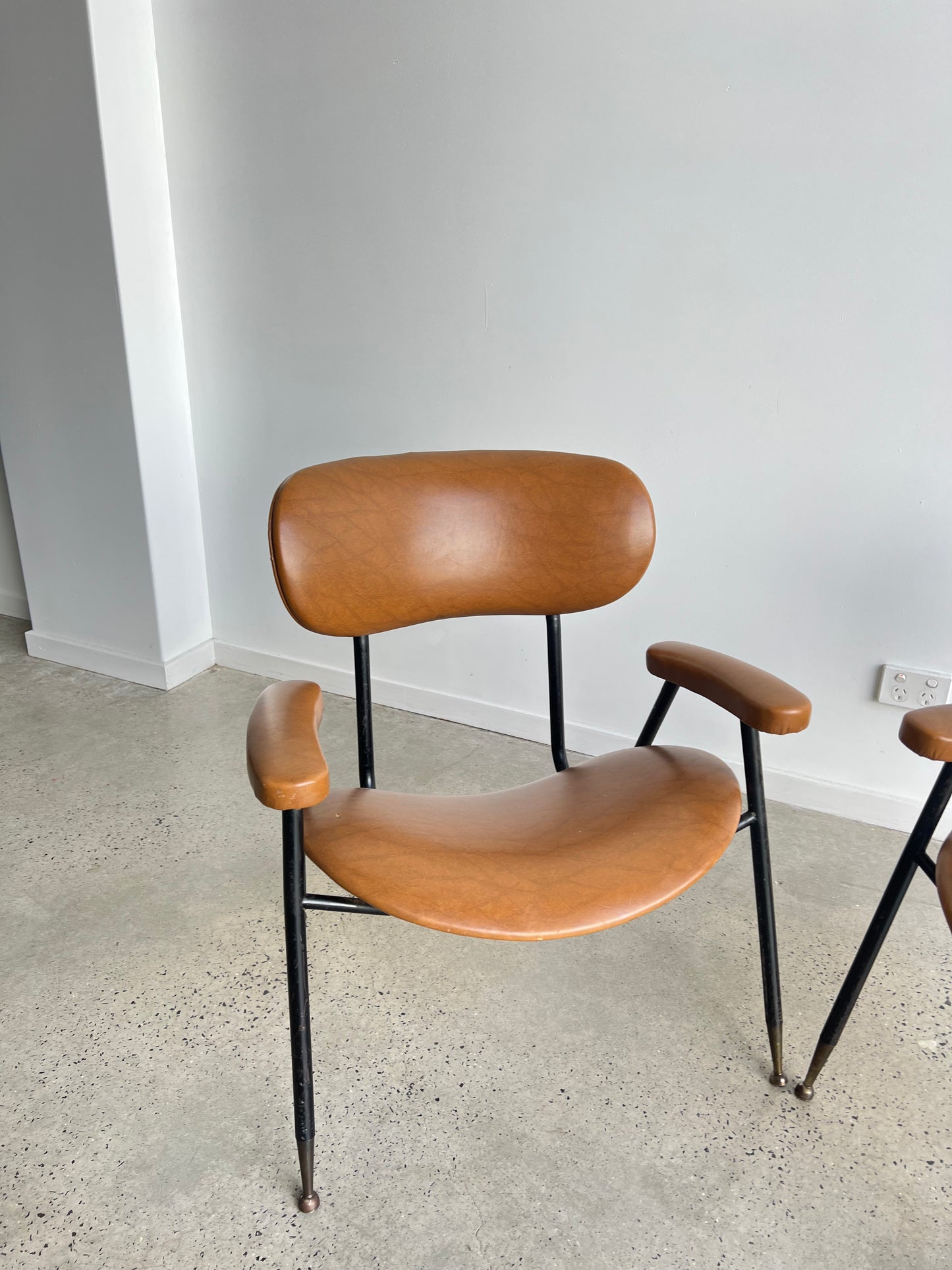 Faux Brown Leather Chairs by Gastone Rinaldi for RIMA, Set of two, 1960s
