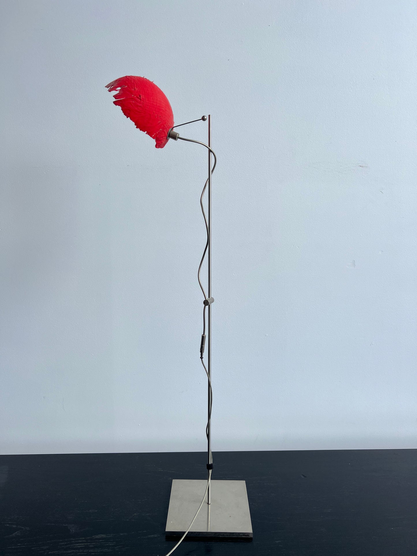 Smith & Catellani Table Lamp Fibreglass Shade and Nickel Plated Base, 1980s