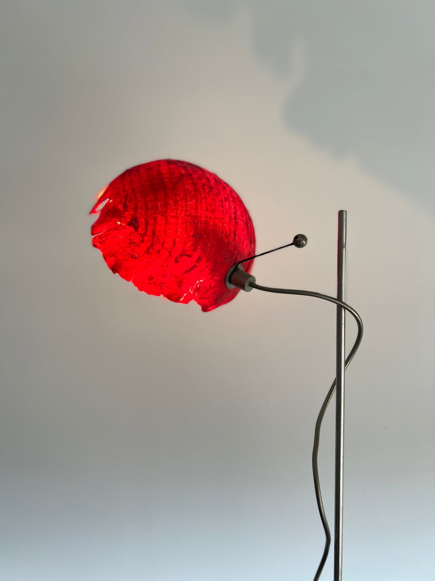 Smith & Catellani Table Lamp Fibreglass Shade and Nickel Plated Base, 1980s