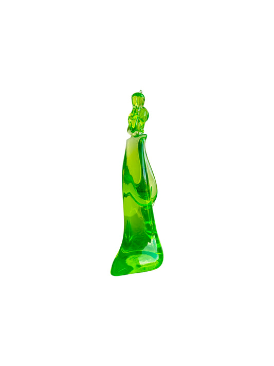 Italian Murano Mid Century Modern Green  Glass Geisha Table Sculpture, 1960s