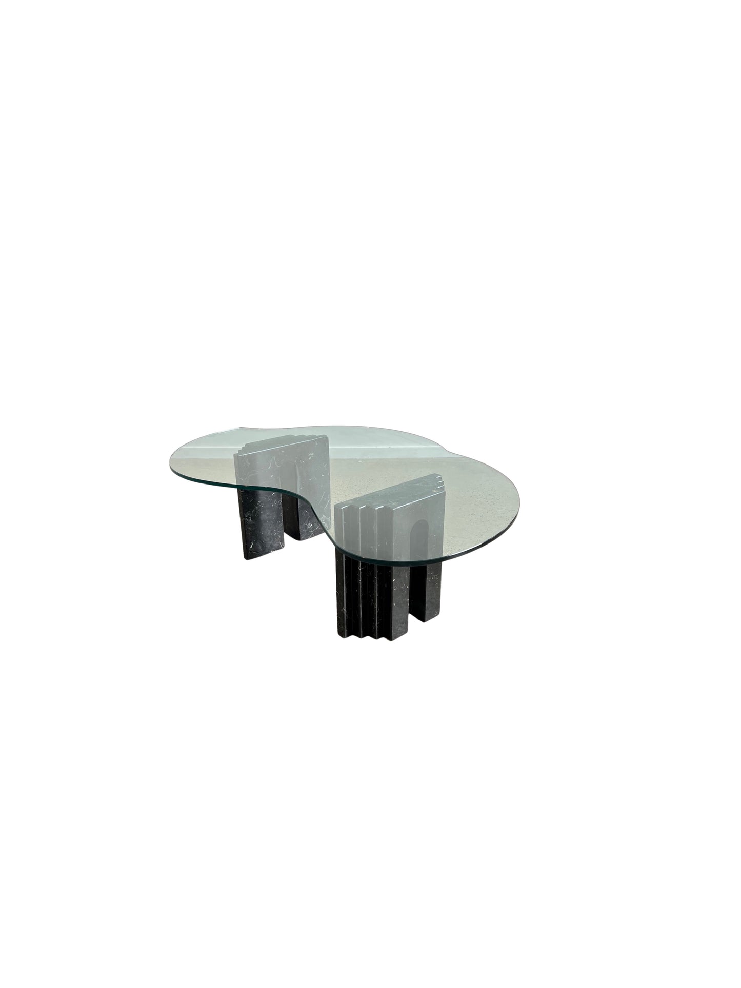 Carlo Scarpa for Cattelan Italia, Black Carrara Marble and Glass Coffee Table, 1970s