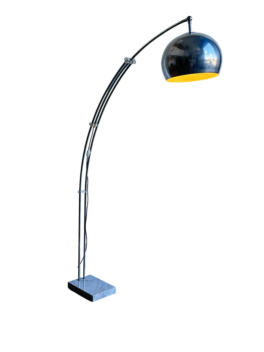 Italian arc floor lamp by Goffredo Reggiani in chrome with marble base, 1970s