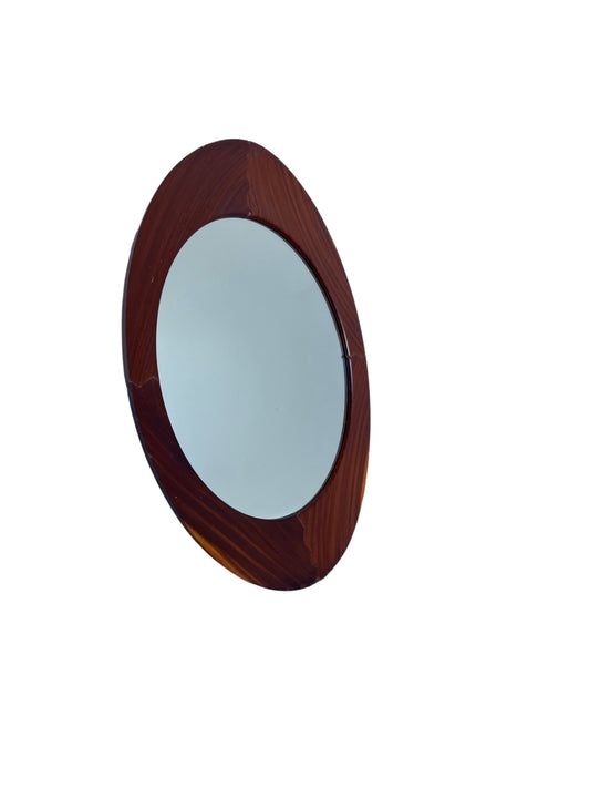Campo & Graffi Mid Century Modern Oval Teak Wall Mirror, 1960