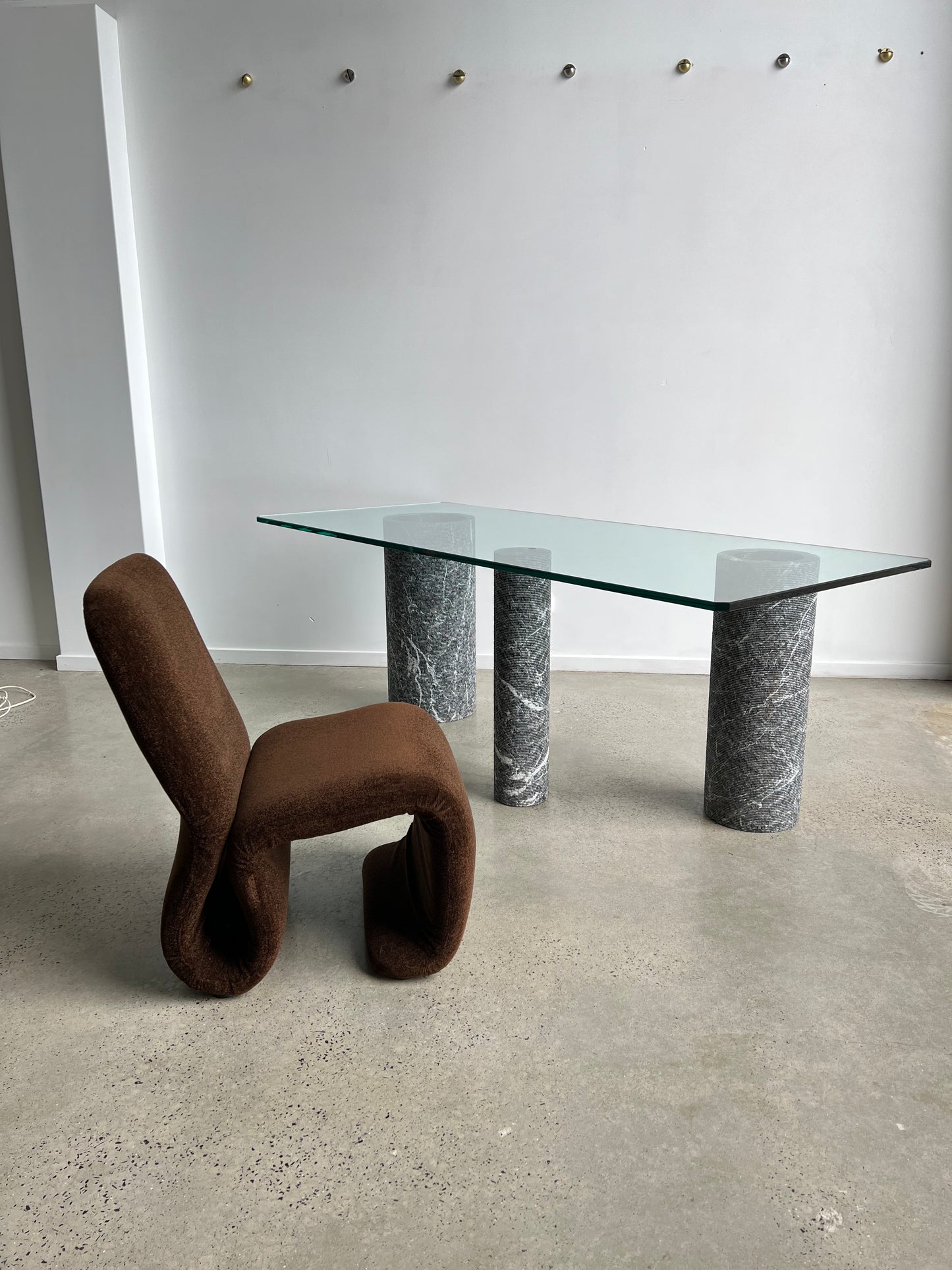 Massimo Vignelli Marble and Glass Dining Table, Italy 1980s