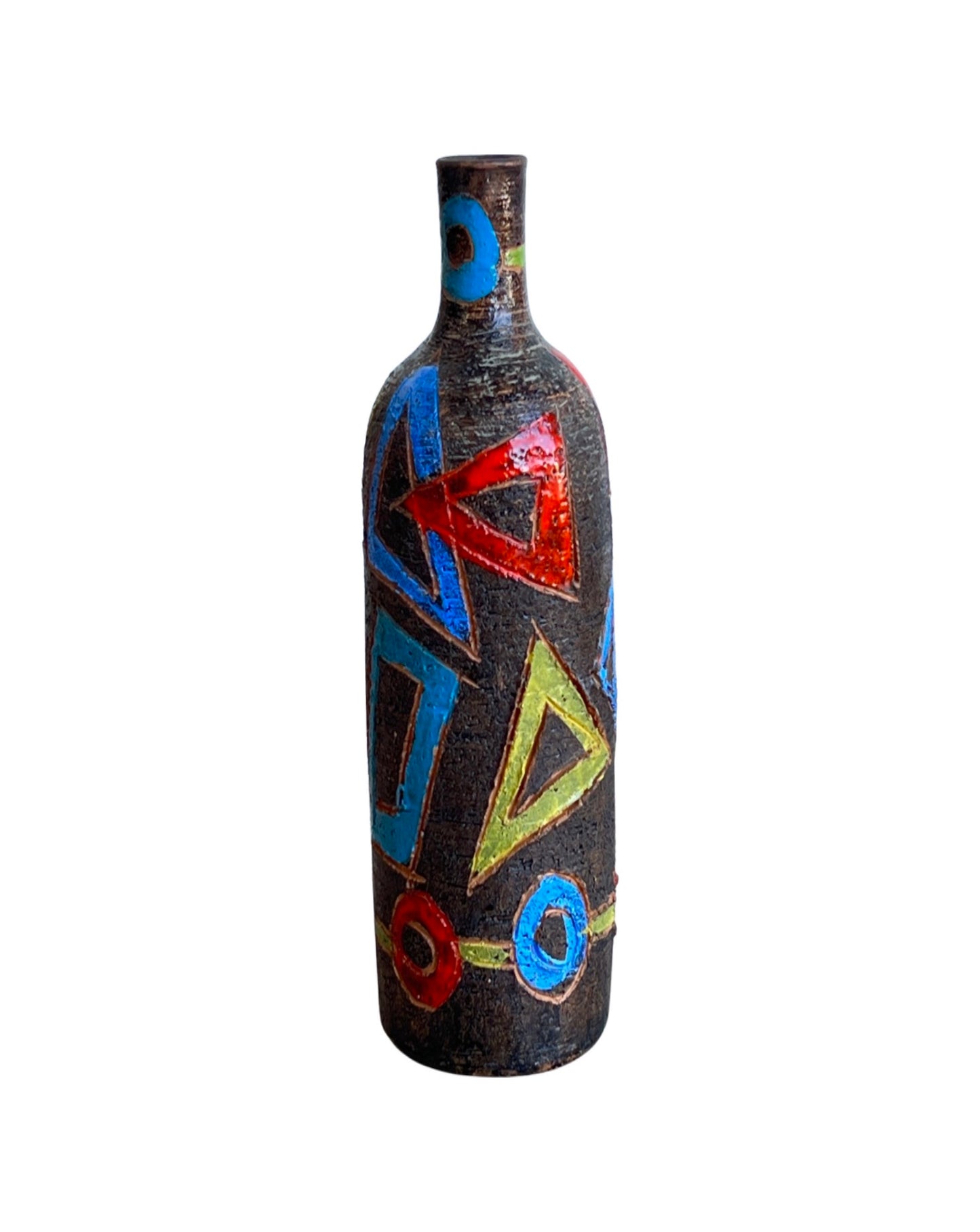 Bitossi Hand Painted Ceramic Decorative Bottle, 1960s