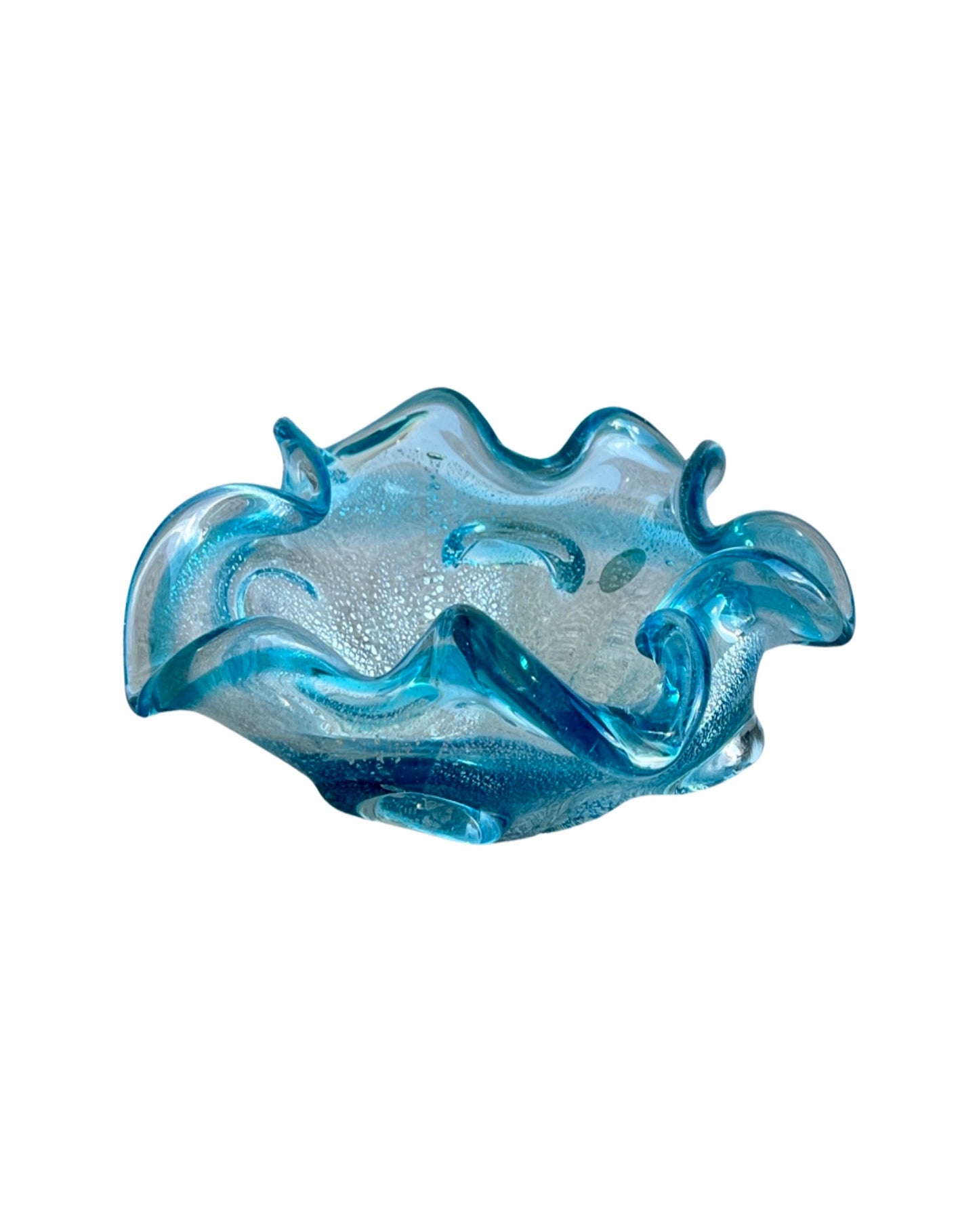 Saguso Murano Sommerso Light Blue Glass Ashtray, 1960s