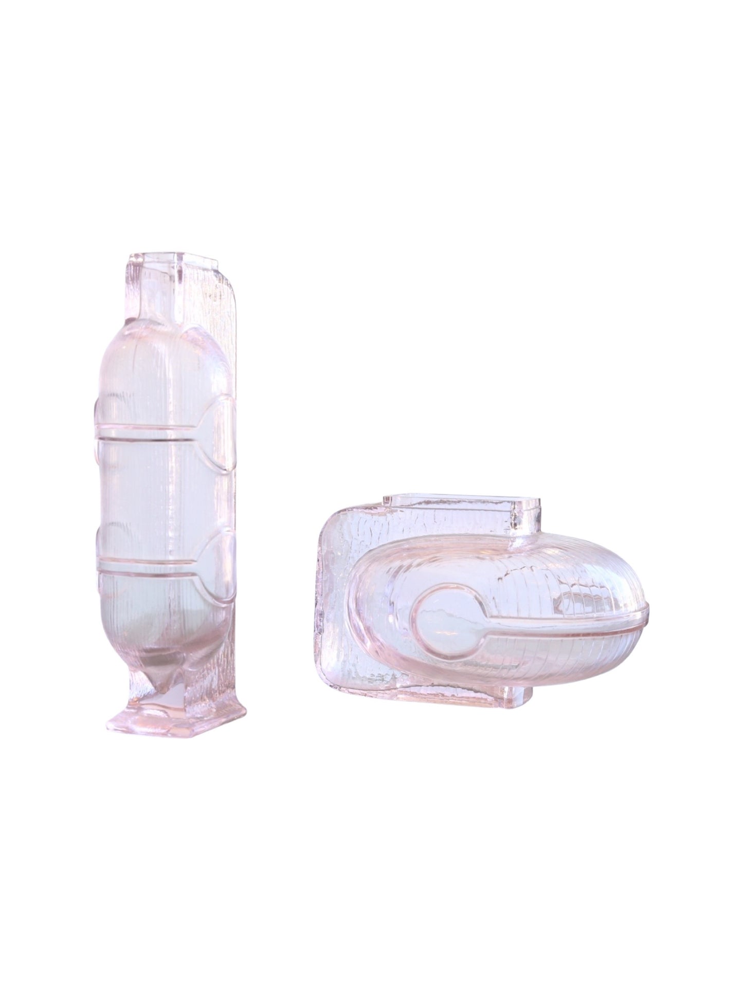 Italian Crystal Light Pink Wine Decanter Centrepieces by Grandi Cristalli 1960s