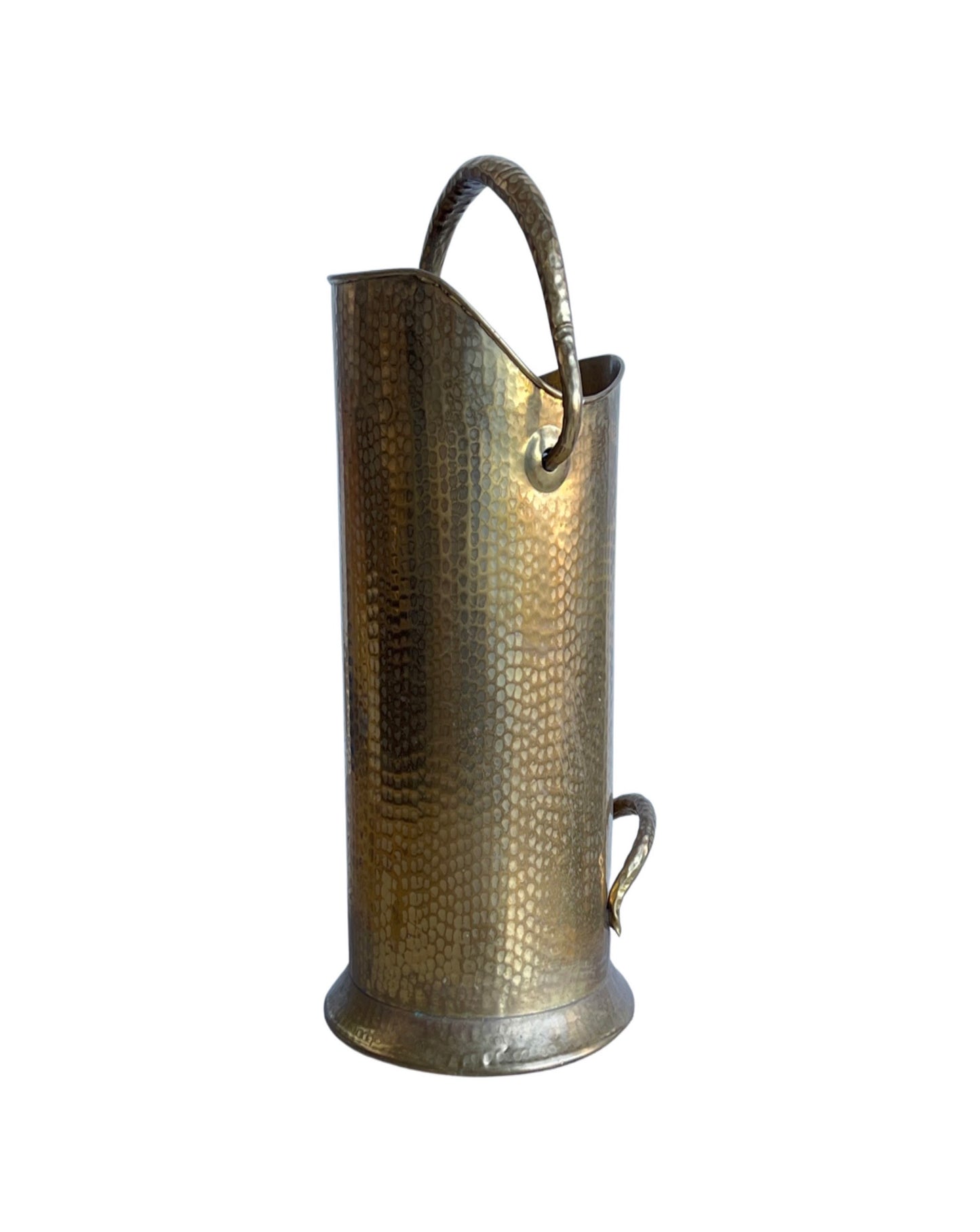Italian Art Deco Large Hand Hammered Brass Vase, 1940s