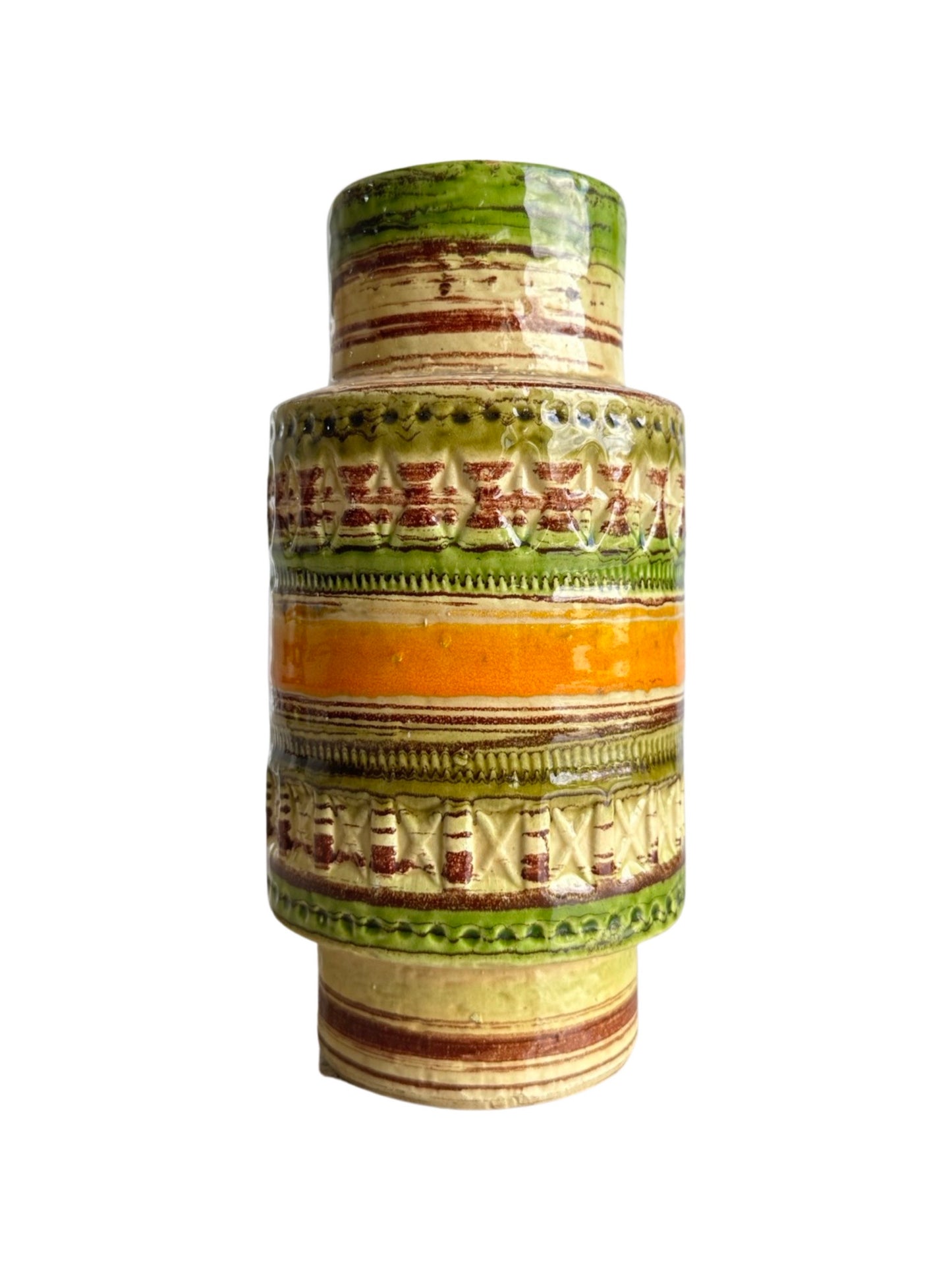 In Bitossi Style Green, Yellow and orange Ceramic Vase, 1960