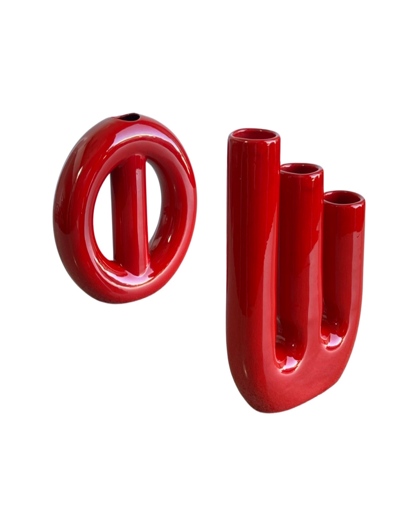 Gabianelli Italian Red Ceramic Vases Set, 1970s