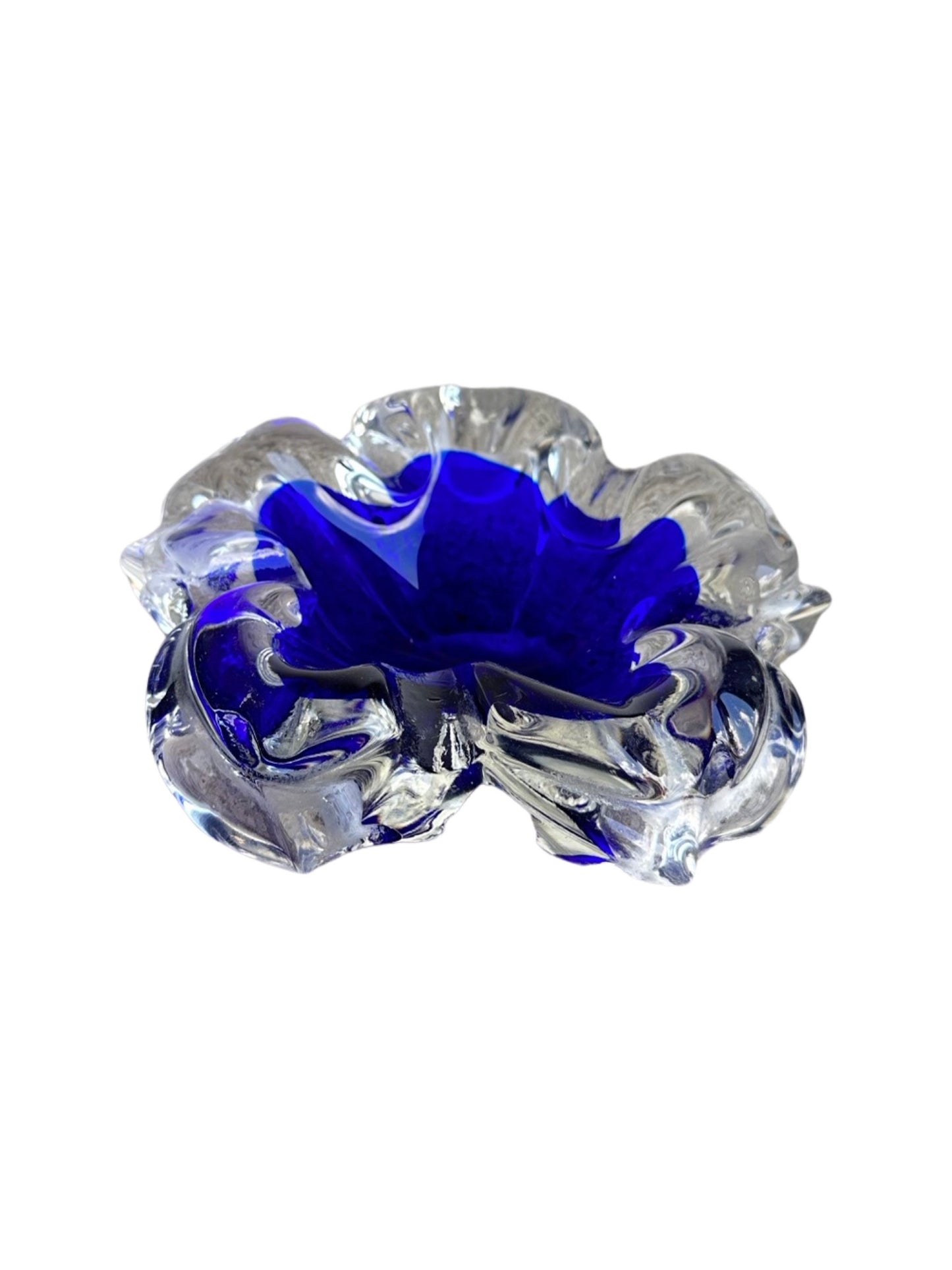 Murano Sommerso Italian Mid Century Modern Blue Ashtray, 1960s