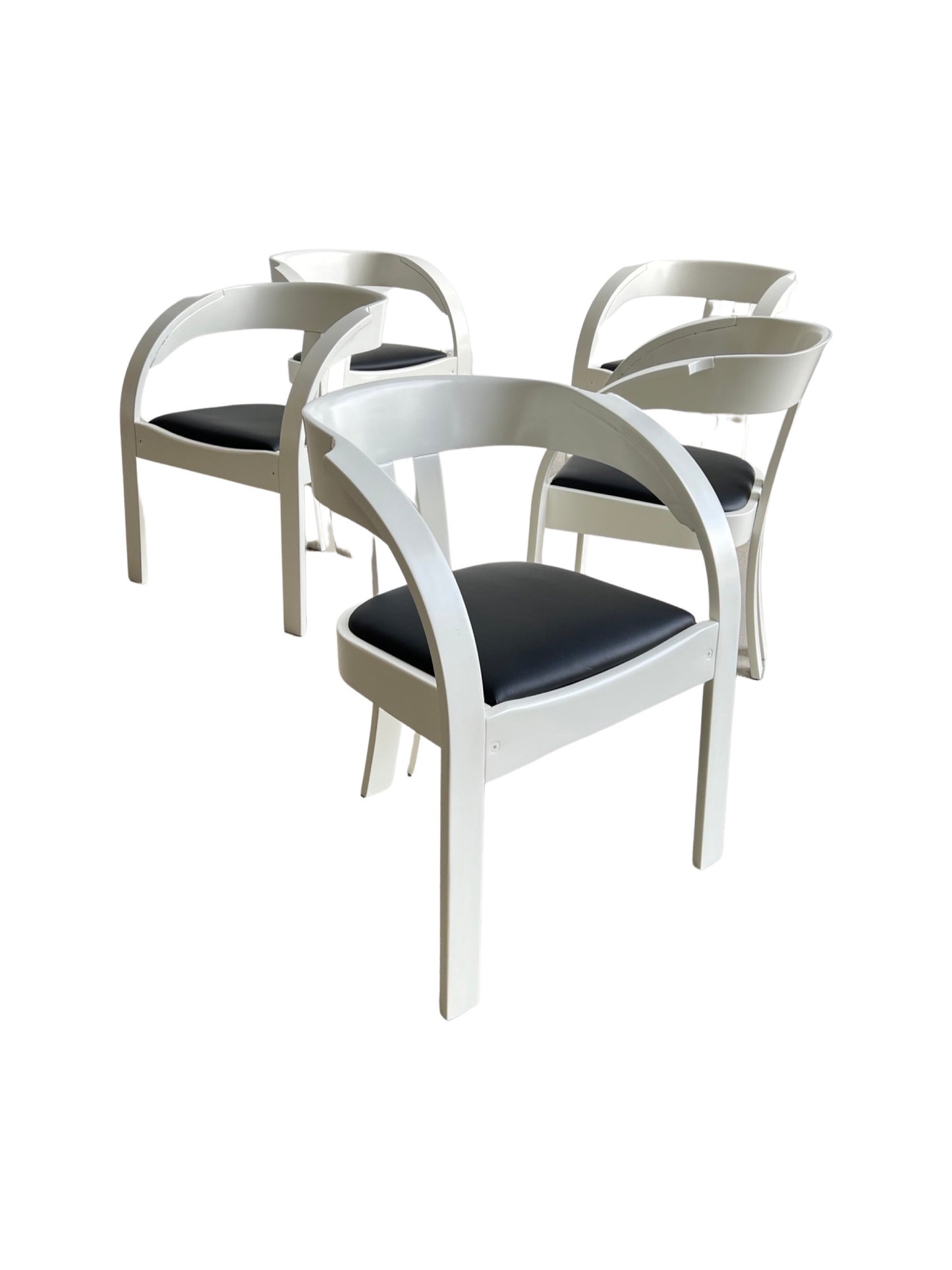 Elisa by Giovanni Battista Bassi for Poltronova Black and White Dining Chairs Set of Five