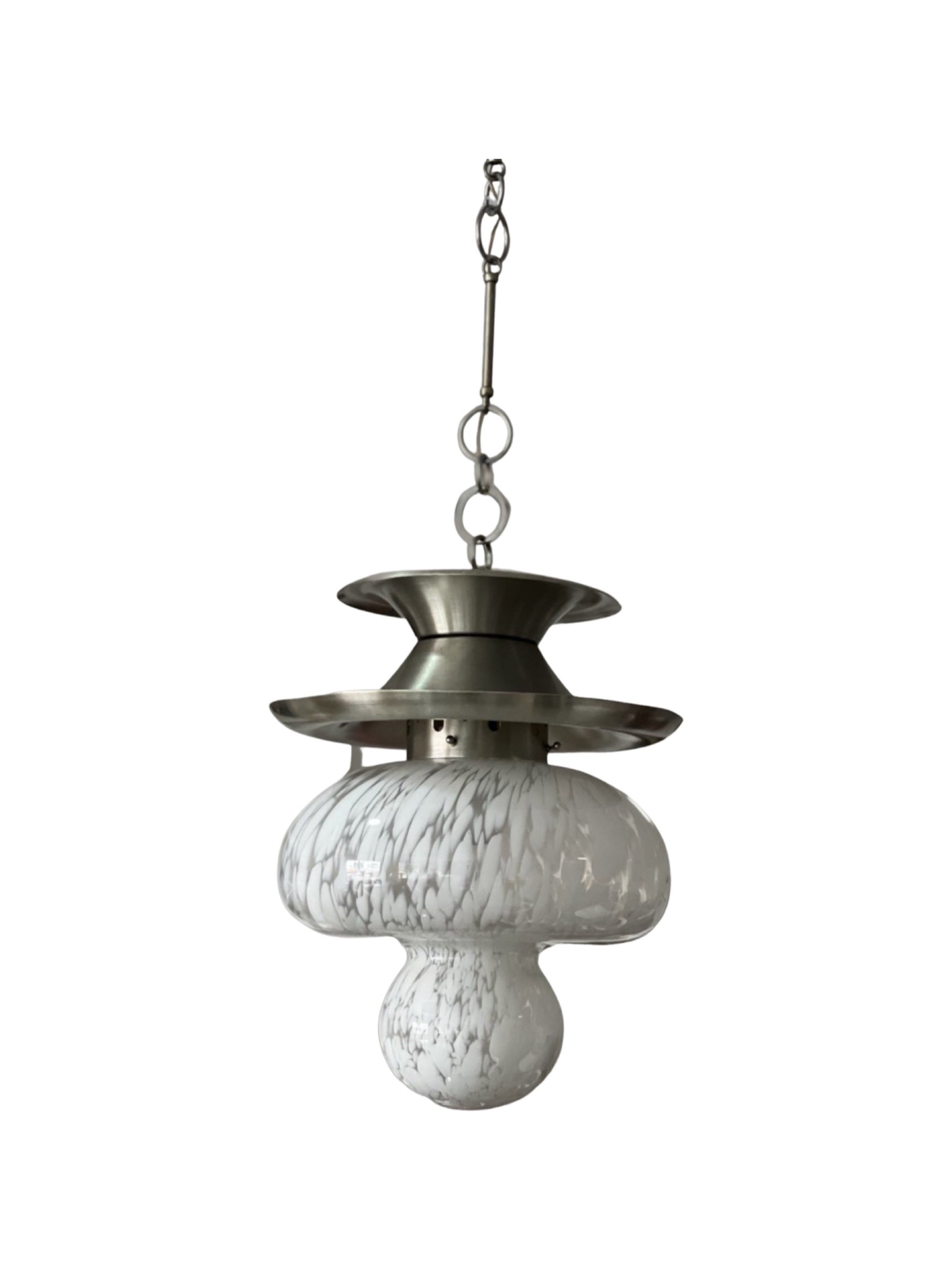 Carlo Nason Murano glass pendant light for Mazzega, 1970s in hand-blown glass and steel