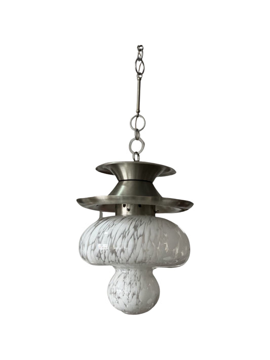 Carlo Nason Murano glass pendant light for Mazzega, 1970s in hand-blown glass and steel