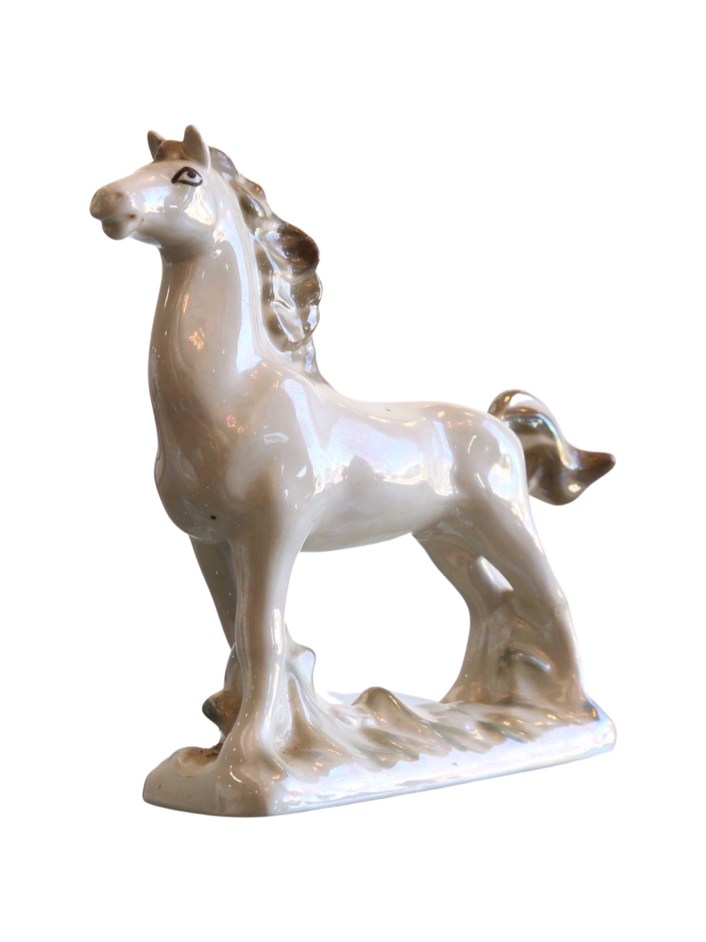 Italian White Perl Ceramic Horse, 1970s