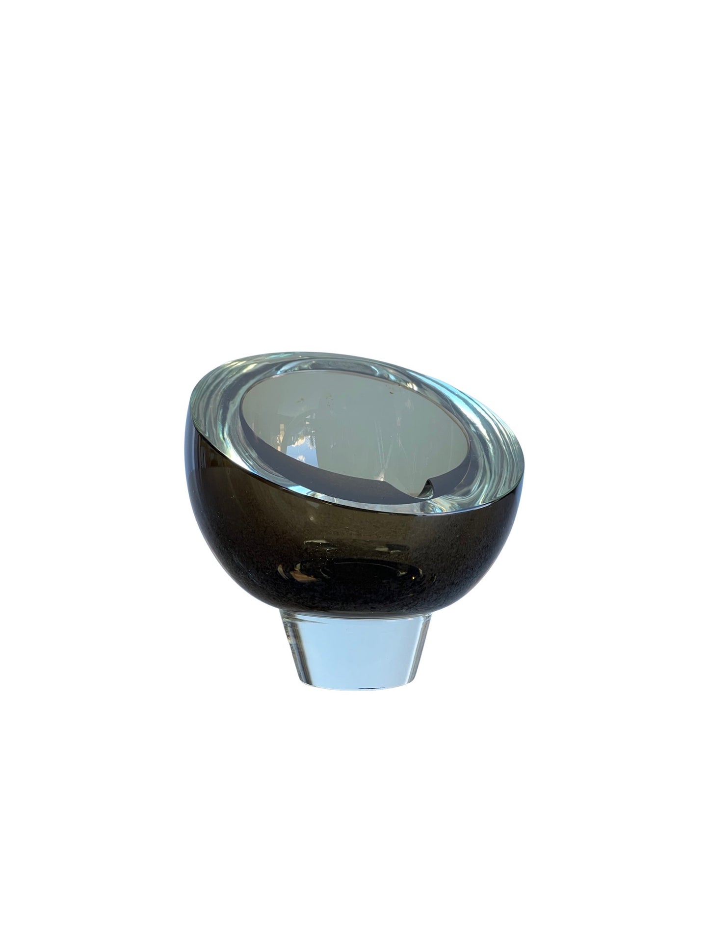 Italian Mid Century Modern Murano Smoked Round Glass Ashtray, 1960s