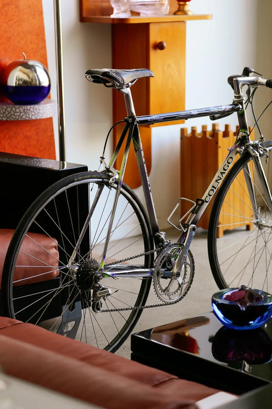 vintage road bike in a curated space