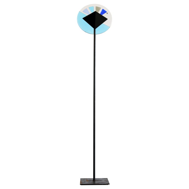 Floor Lamp in Murano Glass & Black Metal by Itre Firme di Vetro