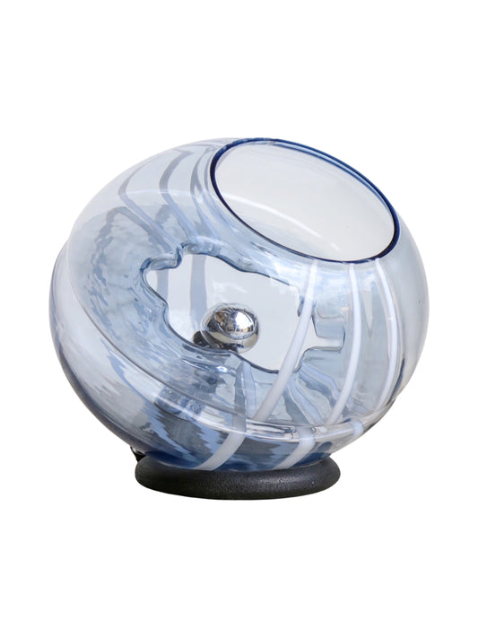 Toni Zuccheri Round Murano Glass Table Lamp with White Lines