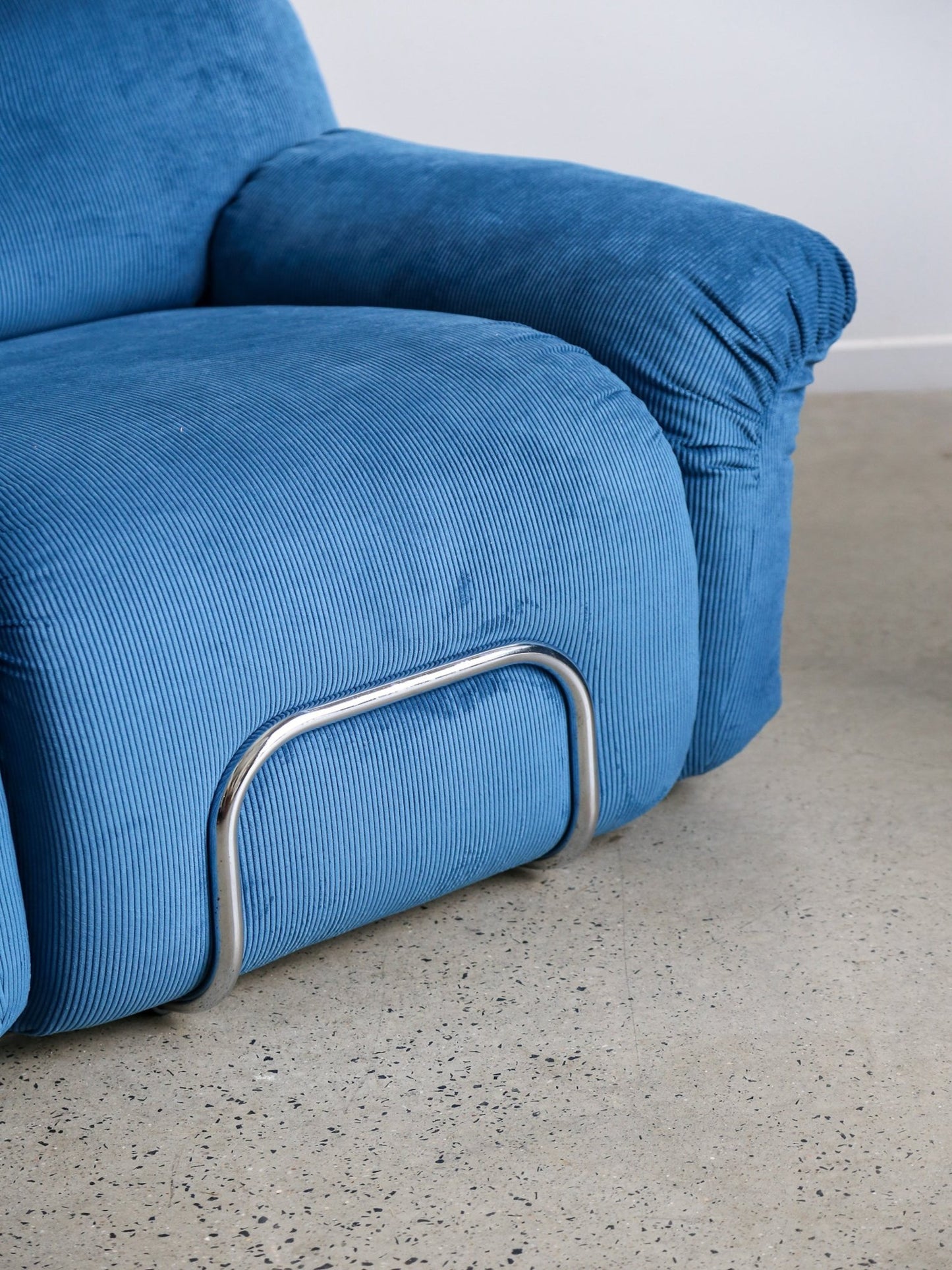 Adriano Piazzesi Modular Sofa Set in Blue Corduroy, Italy 1970s - Lumini Collections