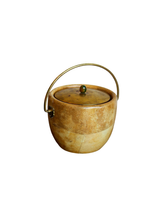 Aldo Tura Goatskin Ice Bucket with Brass Handle, 1960s - Lumini Collections