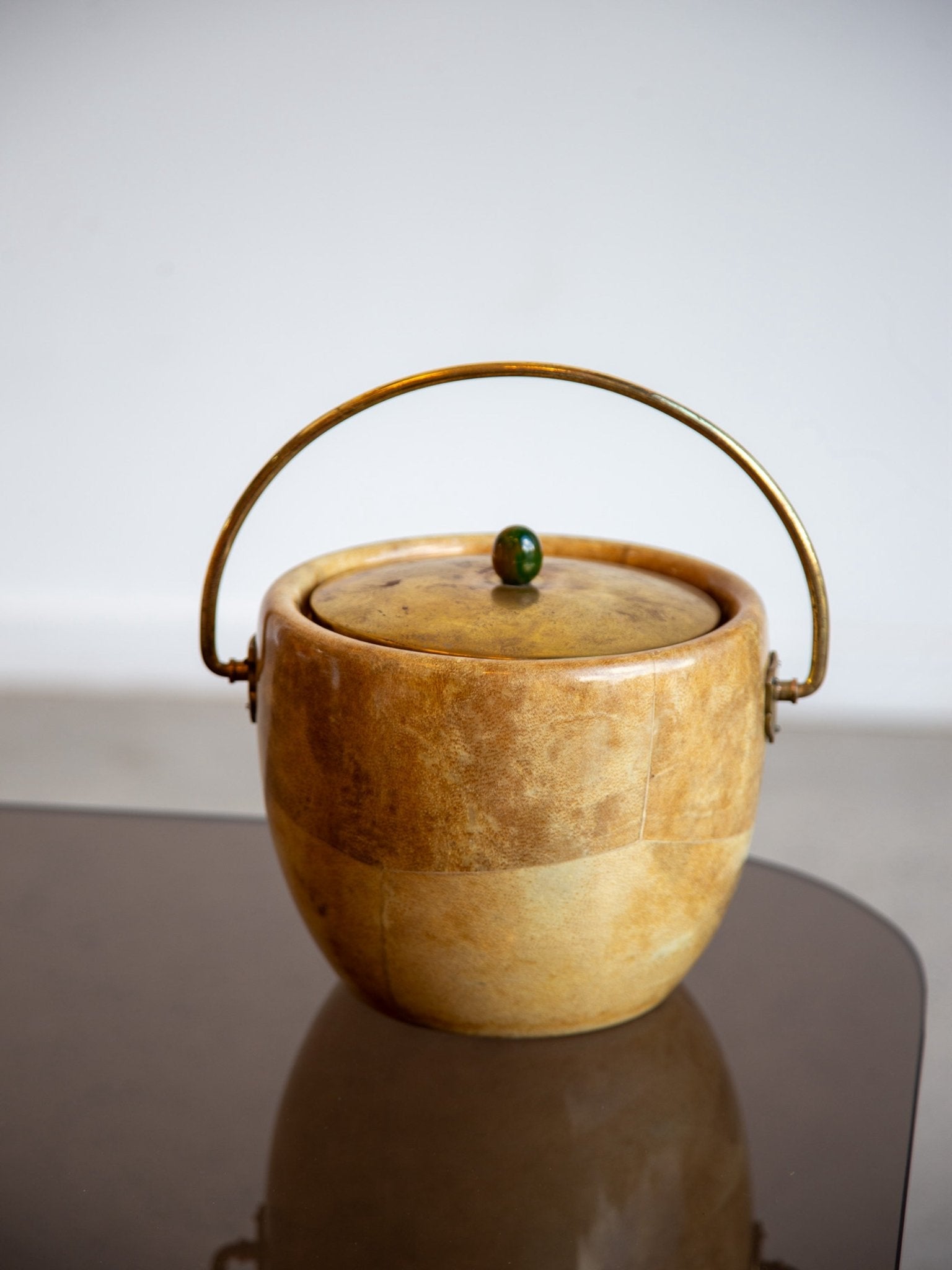 Aldo Tura Goatskin Ice Bucket with Brass Handle, 1960s - Lumini Collections