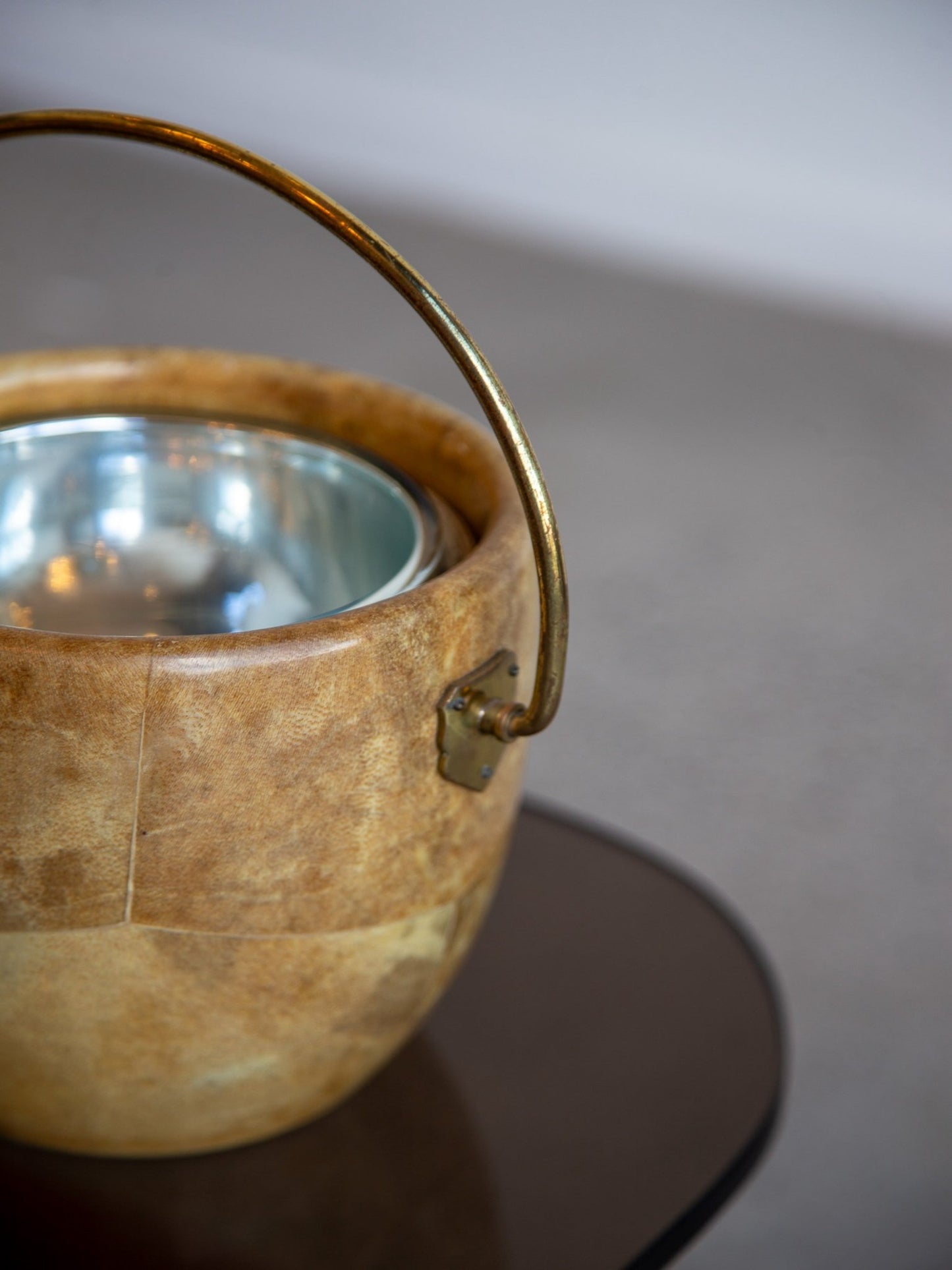 Aldo Tura Goatskin Ice Bucket with Brass Handle, 1960s - Lumini Collections