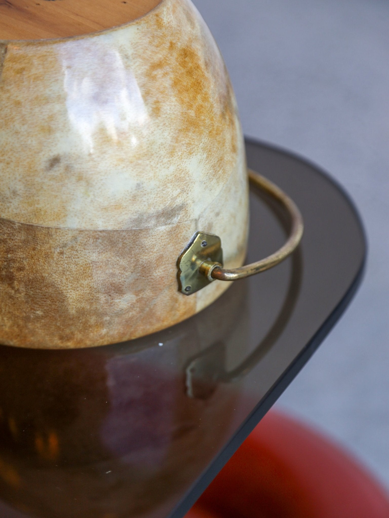 Aldo Tura Goatskin Ice Bucket with Brass Handle, 1960s - Lumini Collections