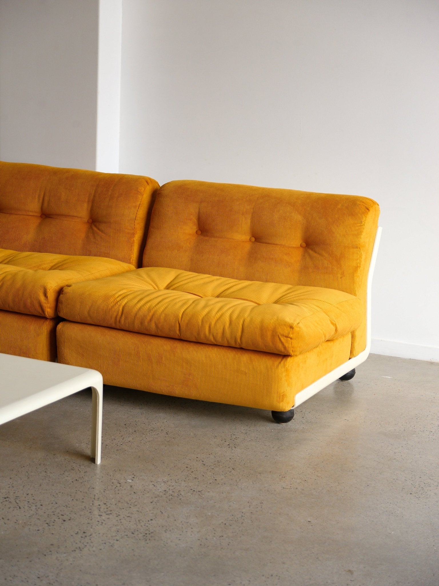 Amanta Modular Sofa in Yellow Velvet & White Frame By Mario Bellini for B&B Italia - Lumini Collections