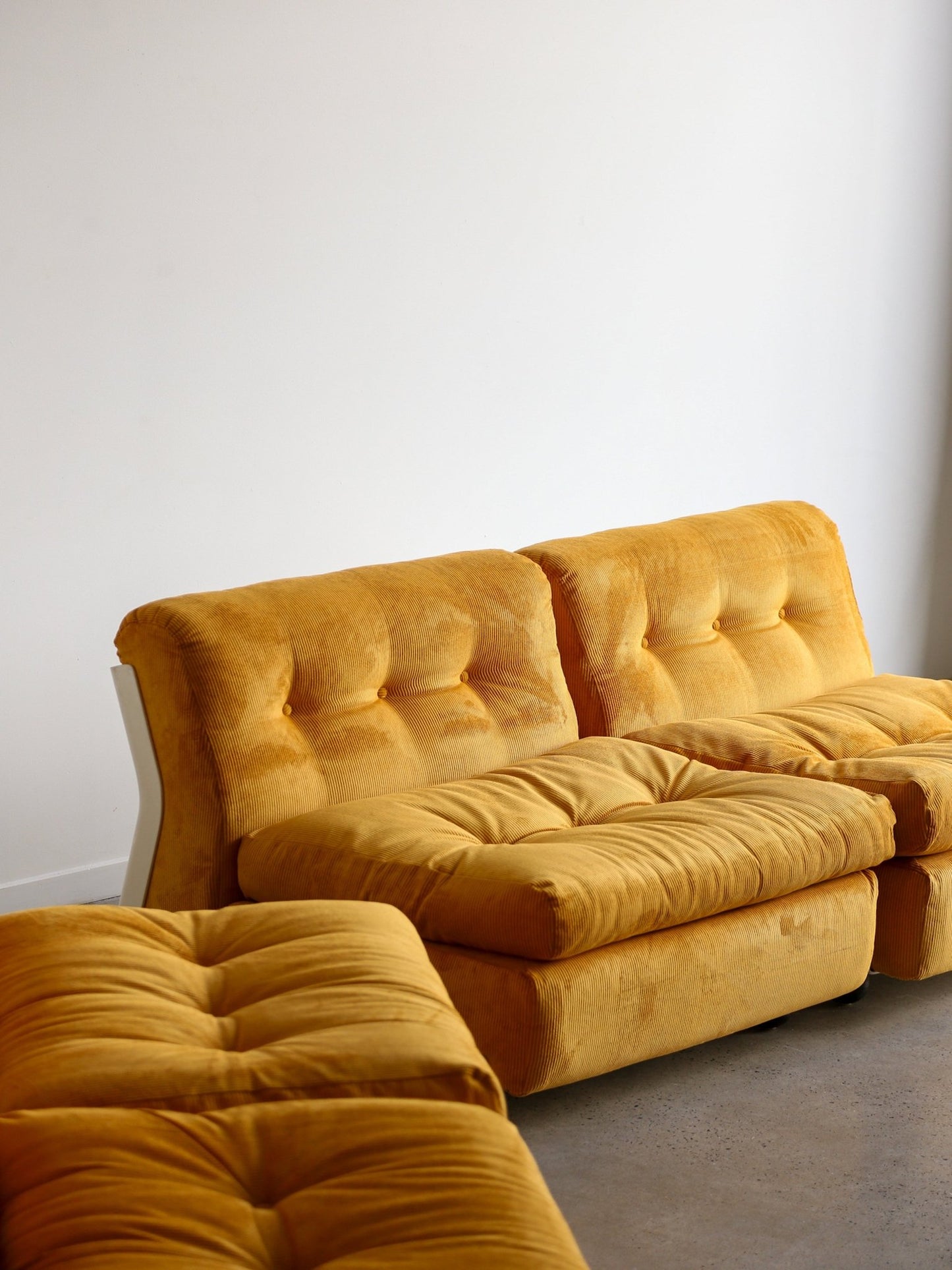 Amanta Modular Sofa in Yellow Velvet & White Frame By Mario Bellini for B&B Italia - Lumini Collections