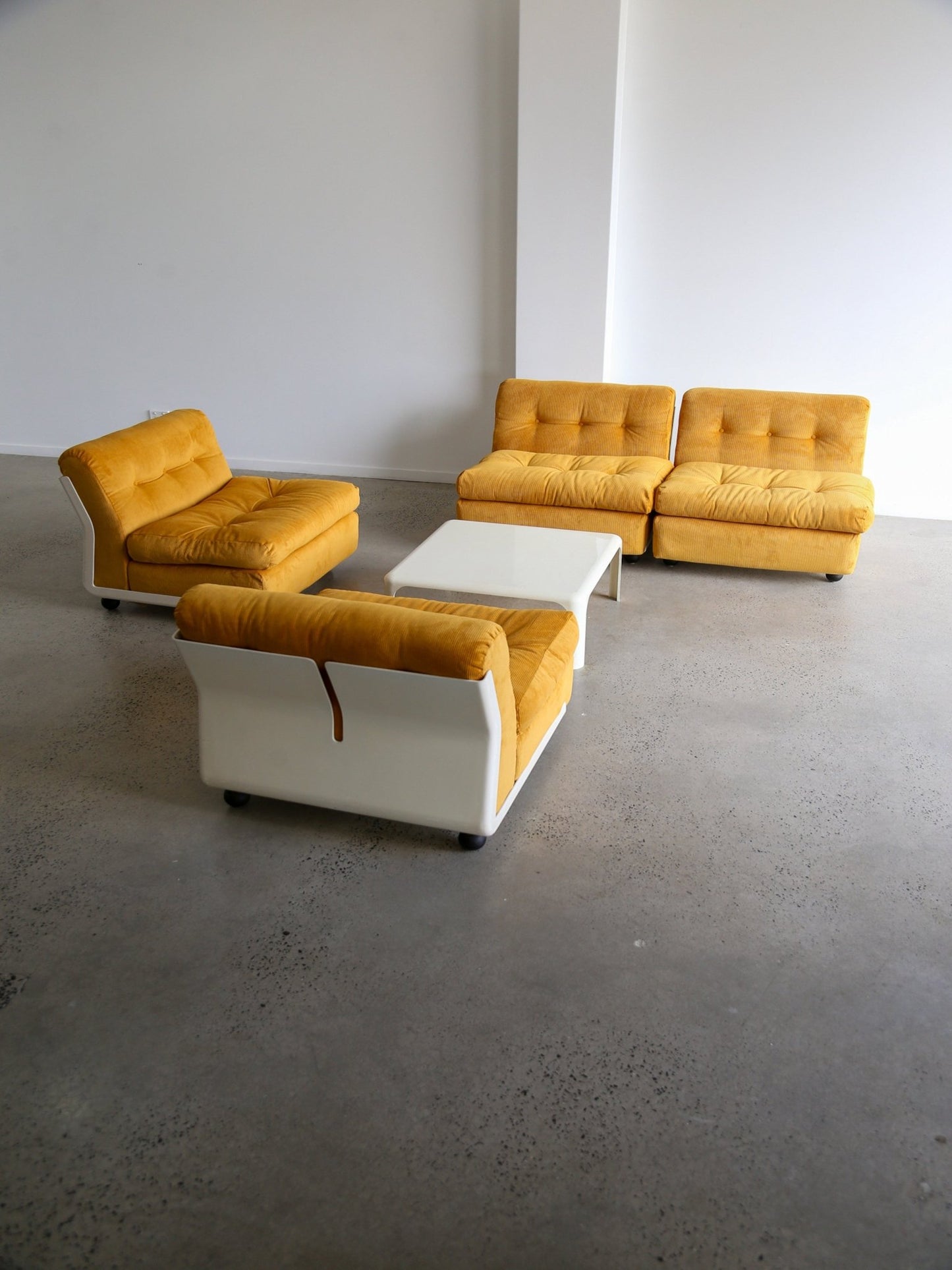 Amanta Modular Sofa in Yellow Velvet & White Frame By Mario Bellini for B&B Italia - Lumini Collections