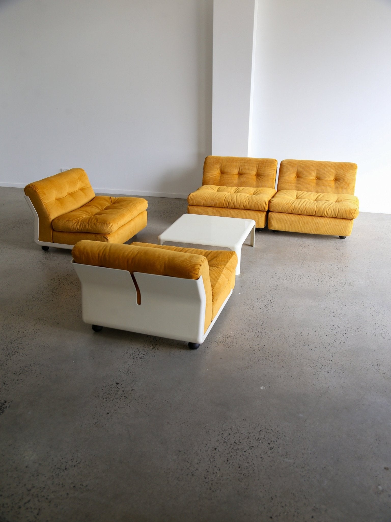 Amanta Modular Sofa in Yellow Velvet & White Frame By Mario Bellini for B&B Italia - Lumini Collections