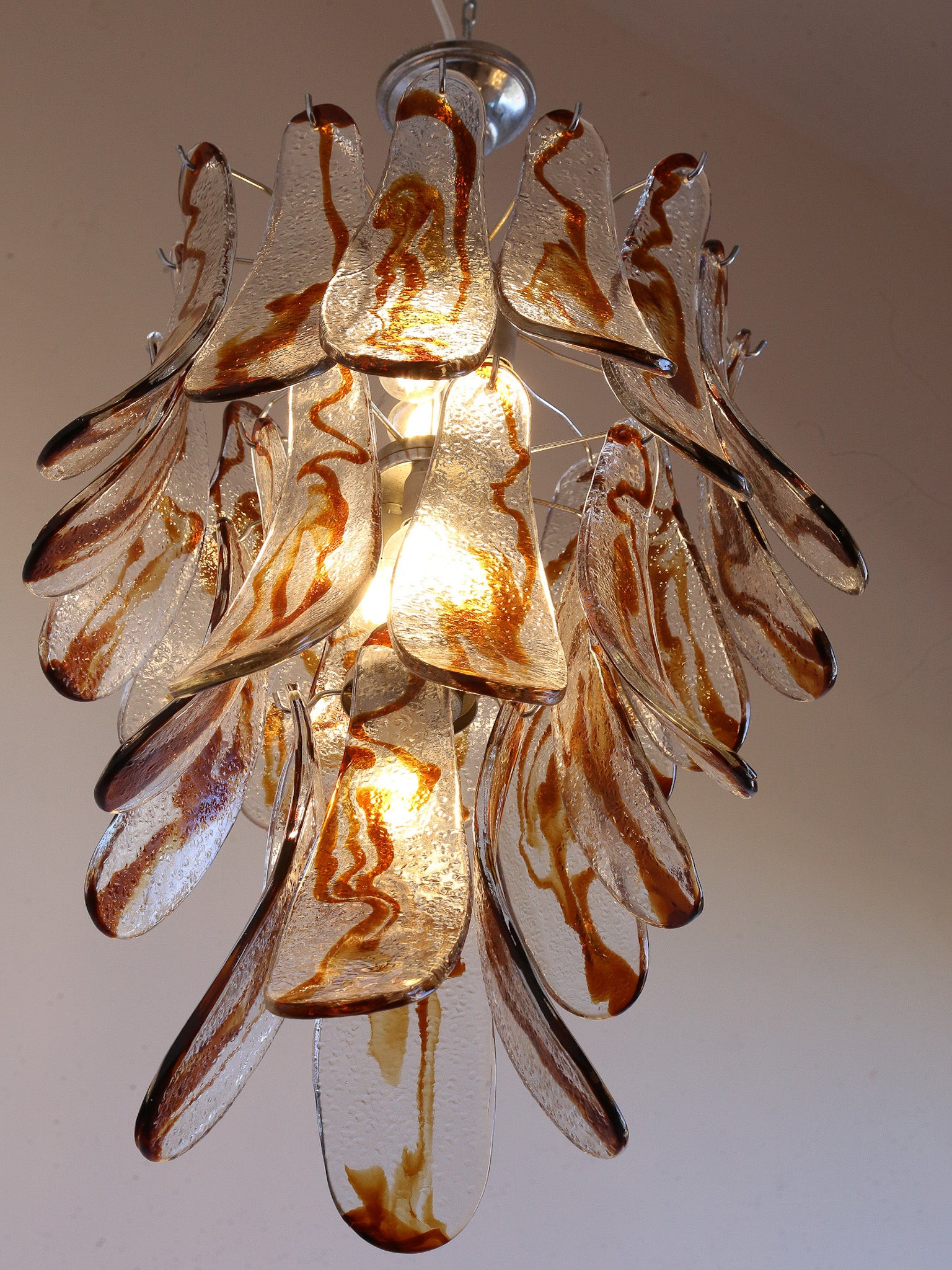 Amber Murano Glass Pendant Light by AV Mazzega, 1970s - Lumini Collections