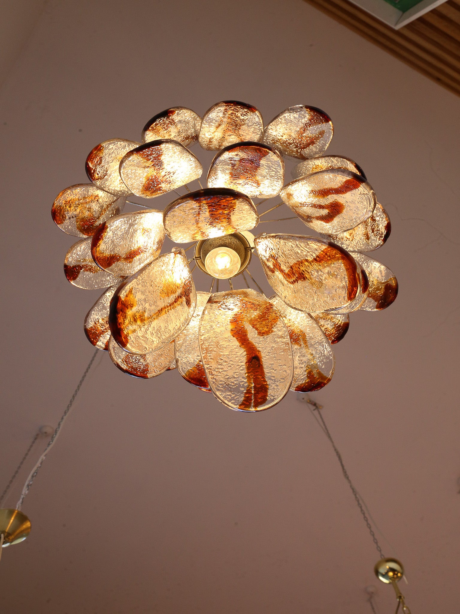 Amber Murano Glass Pendant Light by AV Mazzega, 1970s - Lumini Collections