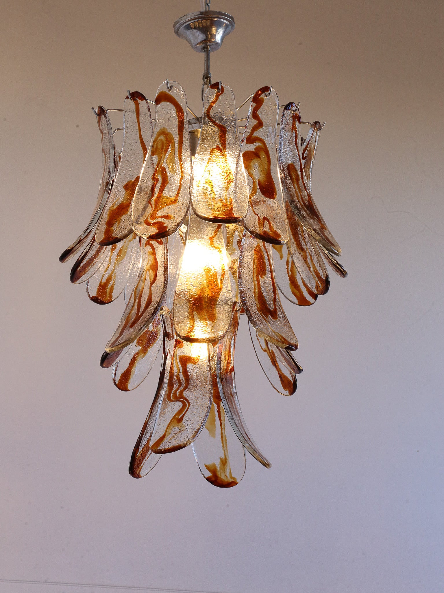 Amber Murano Glass Pendant Light by AV Mazzega, 1970s - Lumini Collections