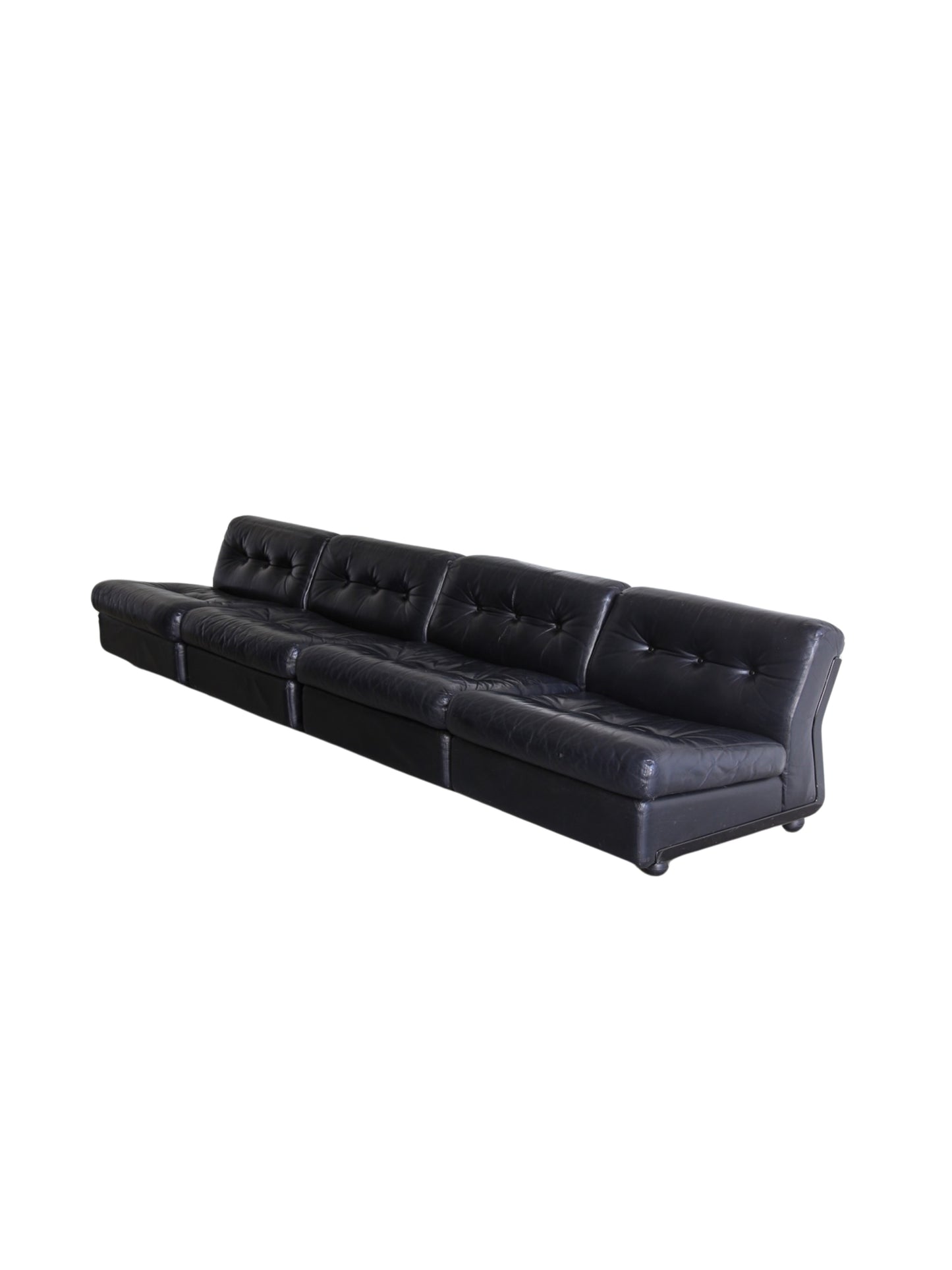 Amanta Modular Sofa in Black Leather By Mario Bellini for B&B Italia 1970