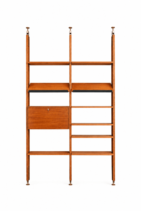 Pierluigi Spadolini Mid-Century Modern walnut bookcase, 1970s - Lumini Collections