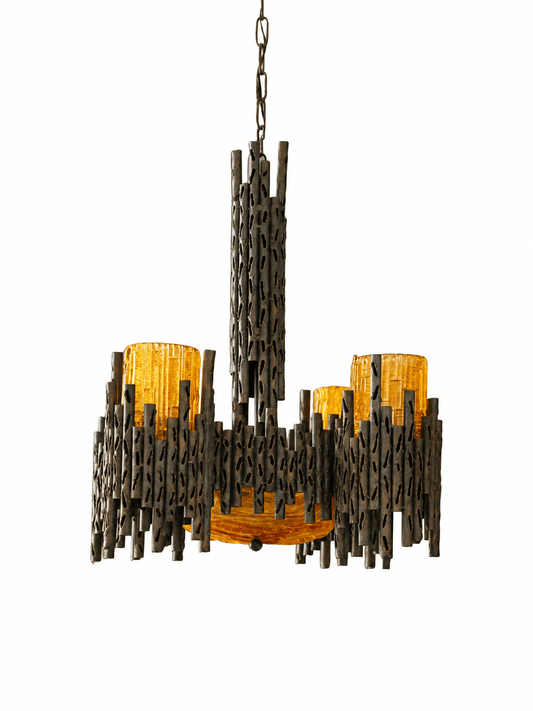 Marcello Fantoni Brutalist Chandelier, 1960s - Lumini Collections