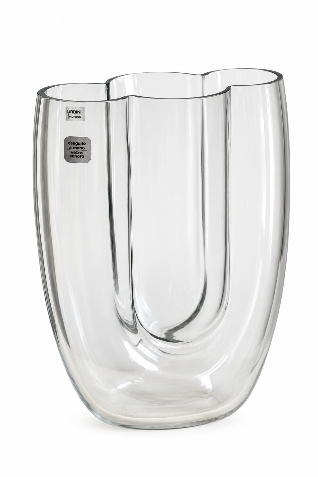 Midcentury Murano Glass Vase by Barbini with Sculptural Organic Form