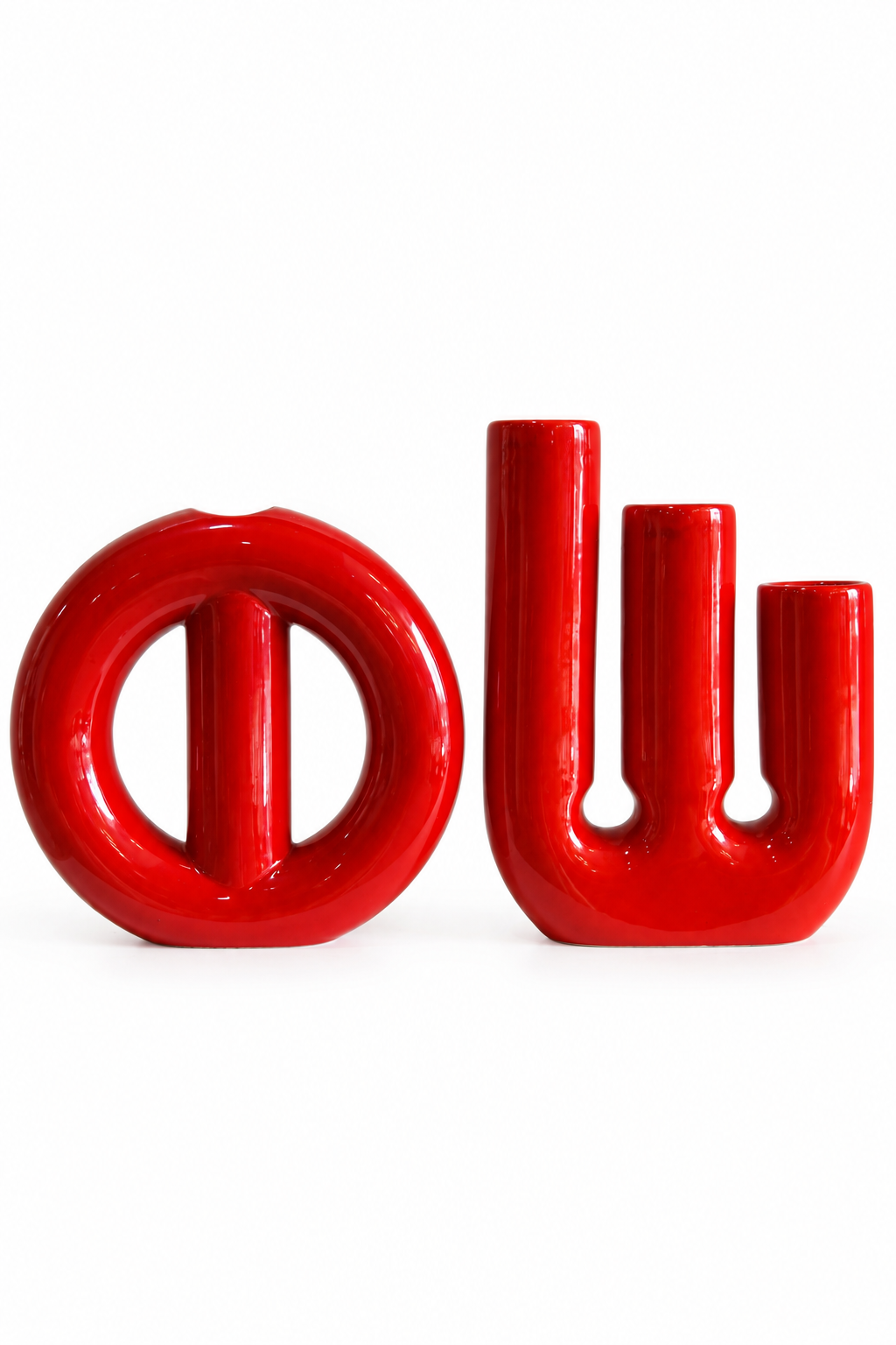 Pair of Gabianelli Sculptural Red Ceramic Vases, 1970s