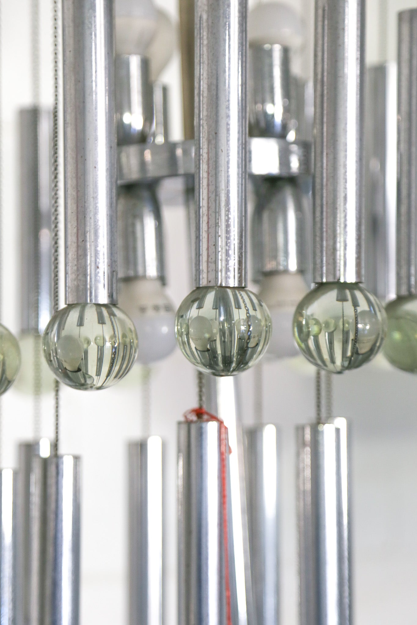 Chrome and Glass Chandelier By Gaetano Sciolari, 1970s - Lumini Collections