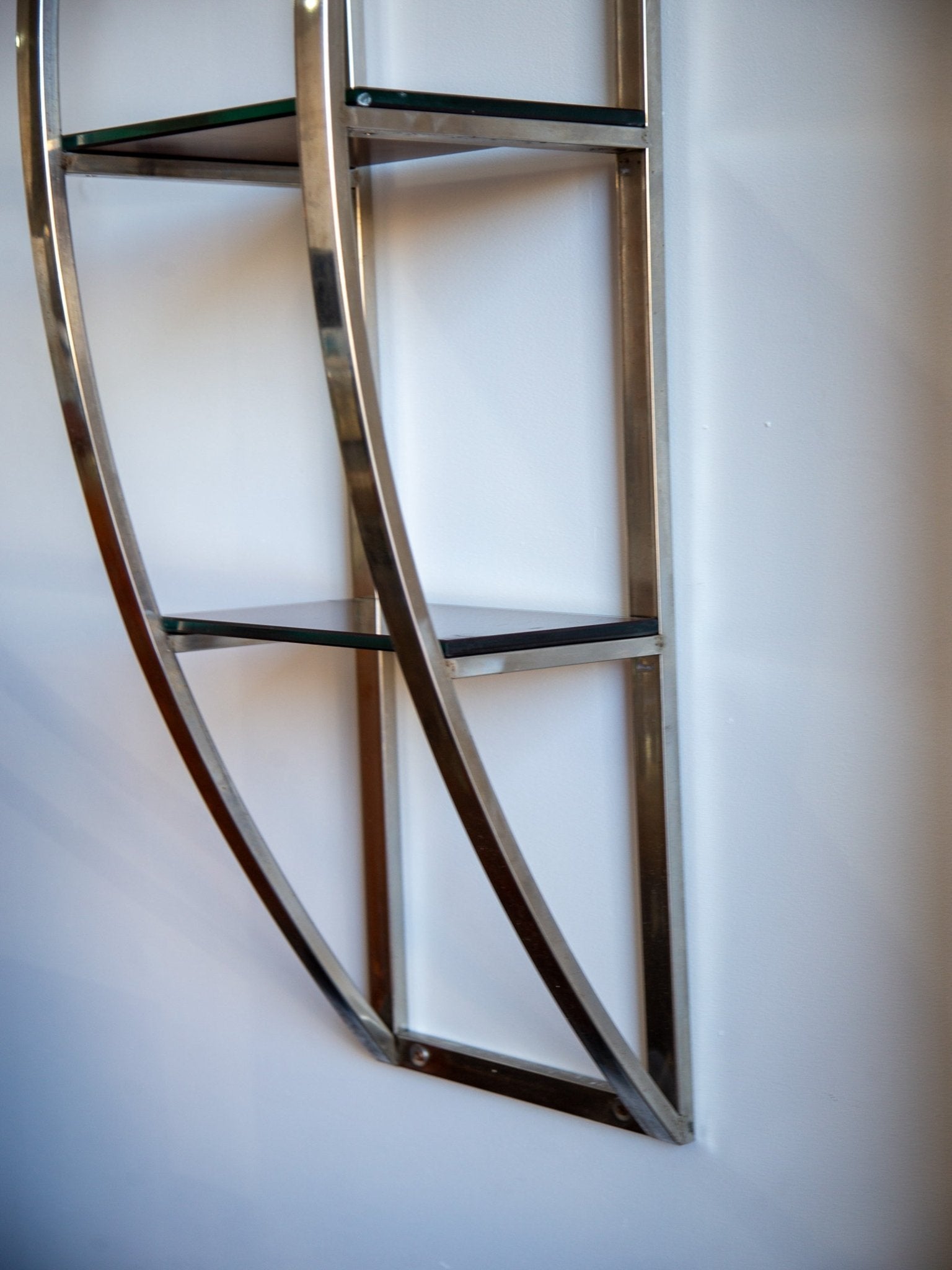 Chrome and Glass Shelf by Giuseppe Raimondi - Lumini Collections