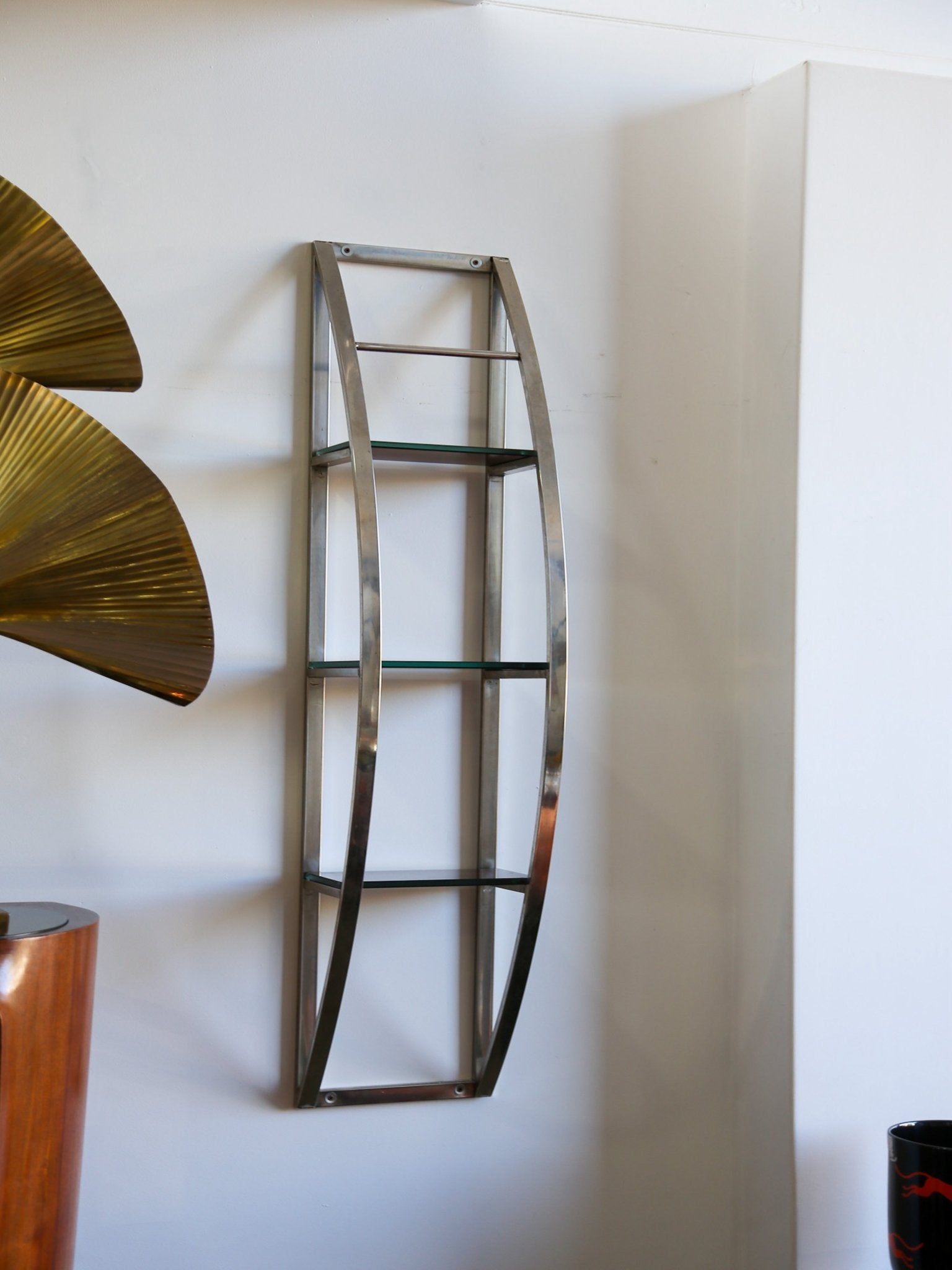 Chrome and Glass Shelf by Giuseppe Raimondi - Lumini Collections