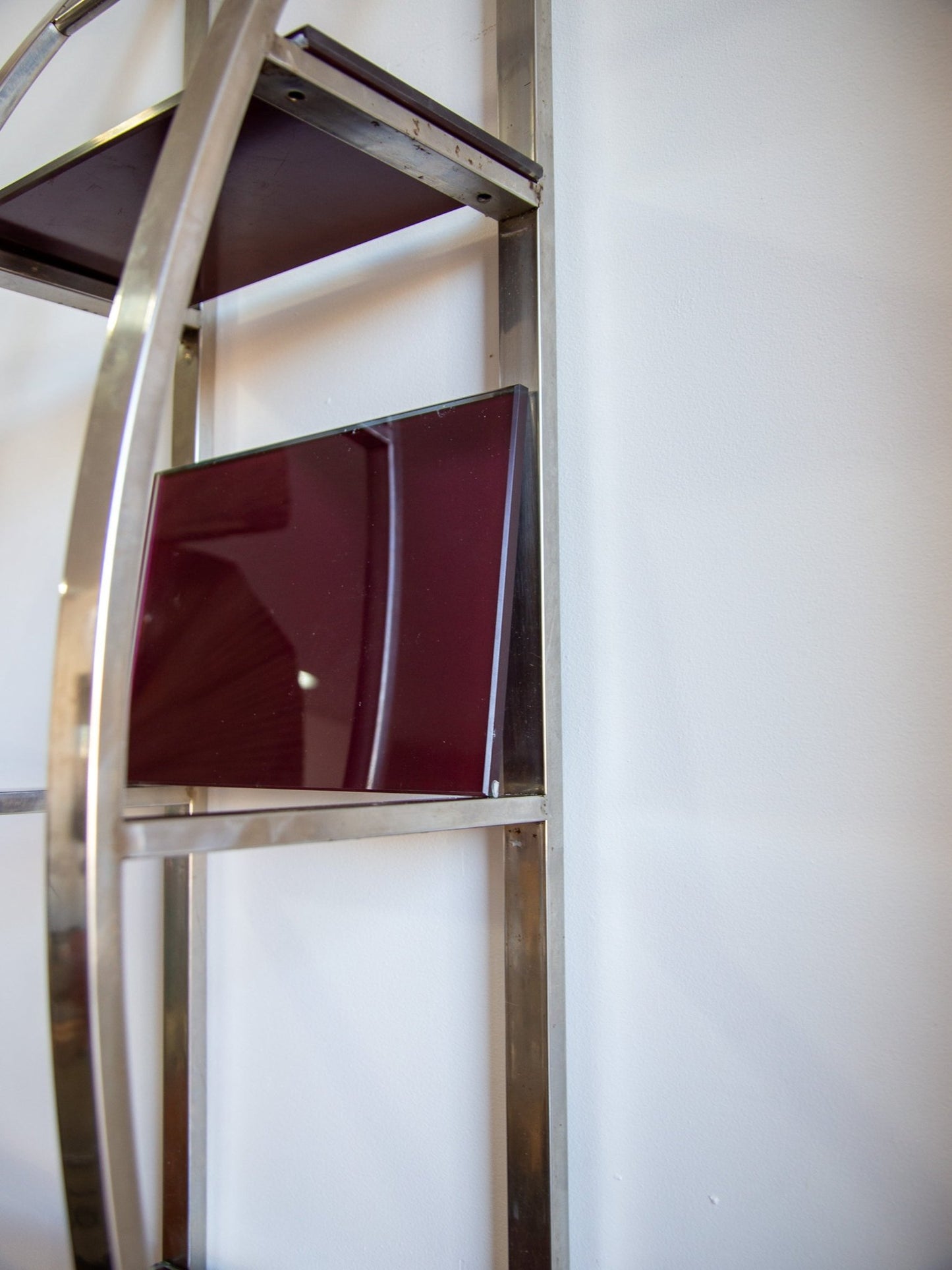 Chrome and Glass Shelf by Giuseppe Raimondi - Lumini Collections