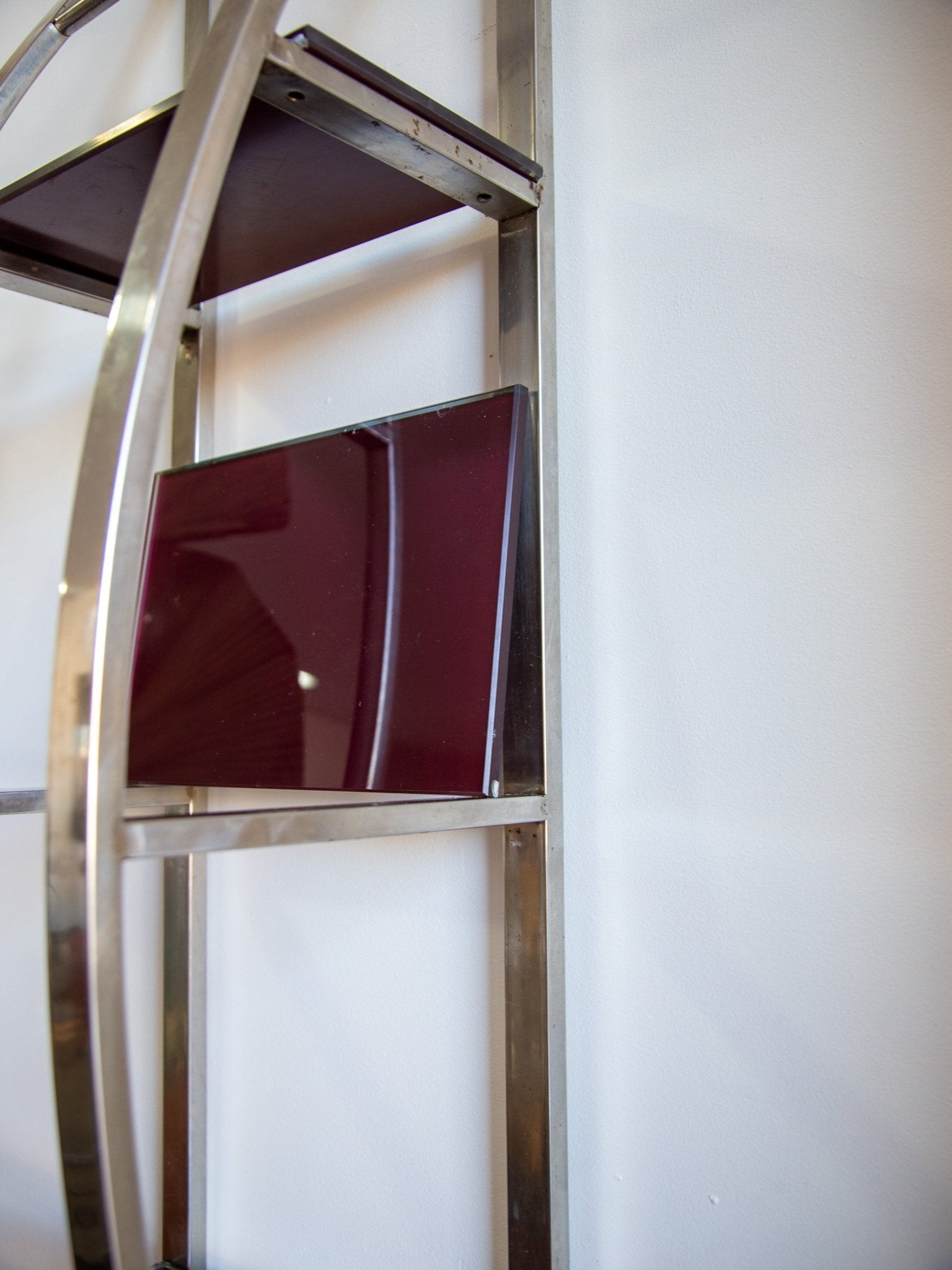 Chrome and Glass Shelf by Giuseppe Raimondi - Lumini Collections