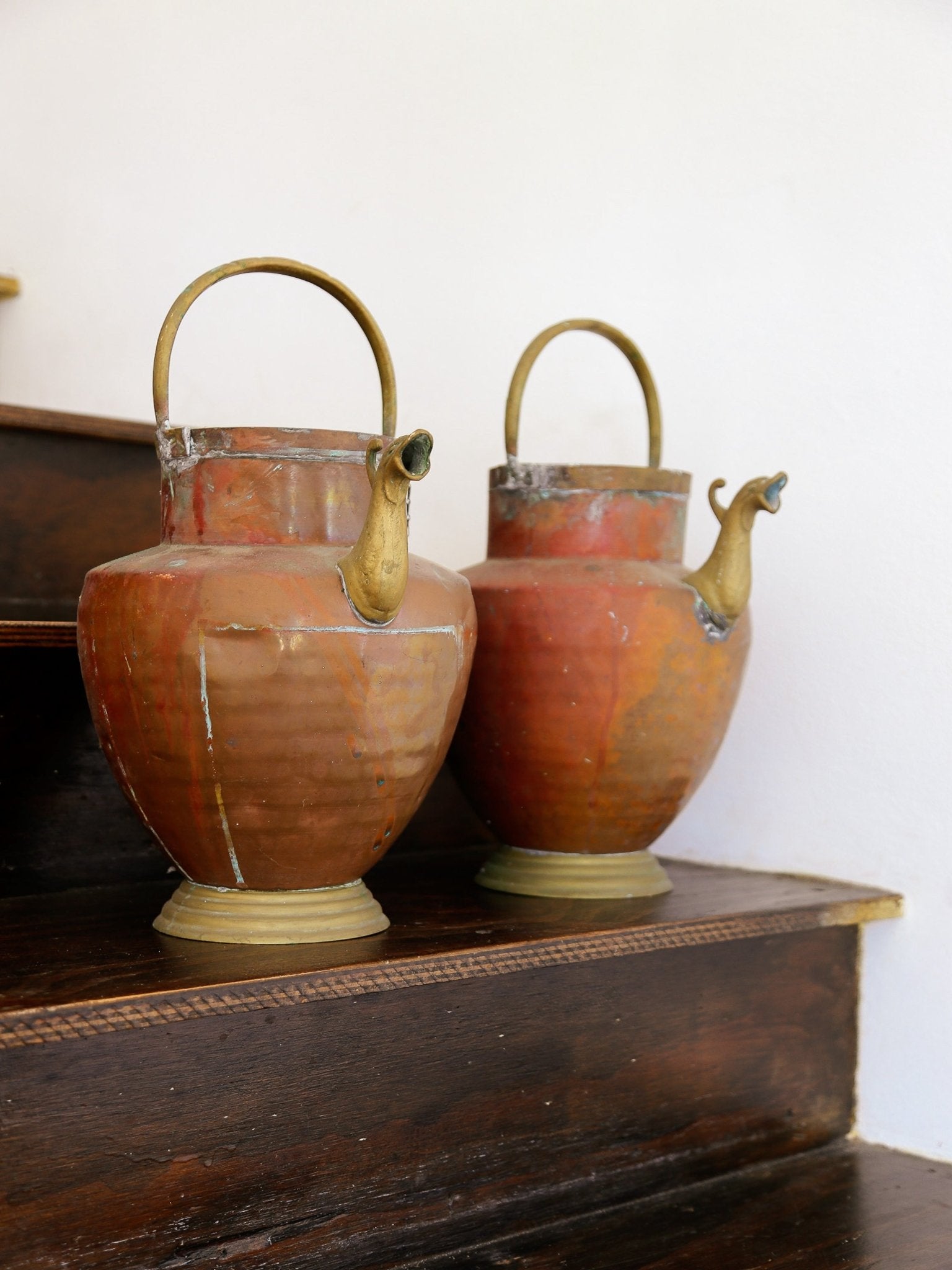 Antique Copper and Brass Vessel with Bird Spout, 1800s - Lumini Collections