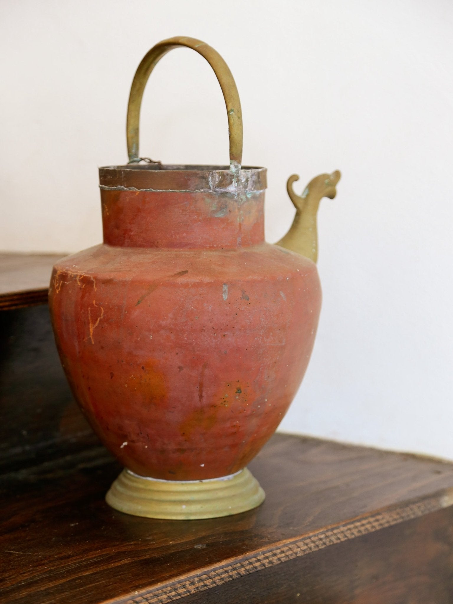 Antique Copper and Brass Vessel with Bird Spout, 1800s - Lumini Collections