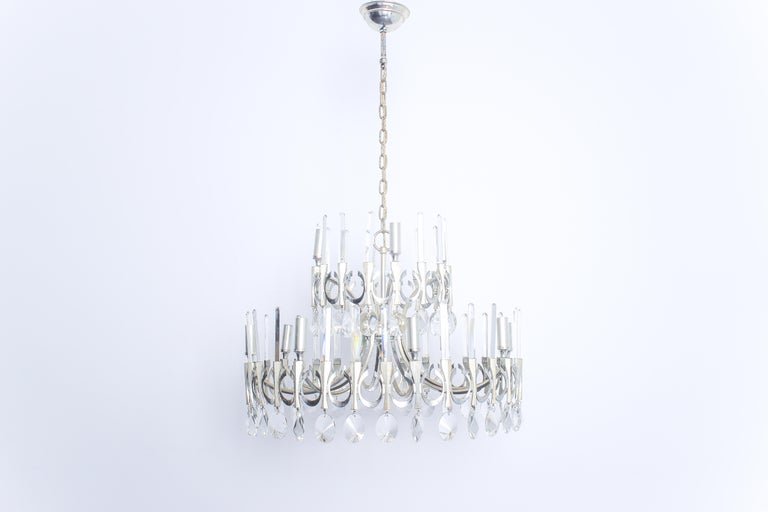 Crystal Chandelier by Gaetano Sciolari, Italy 1960 - Lumini Collections